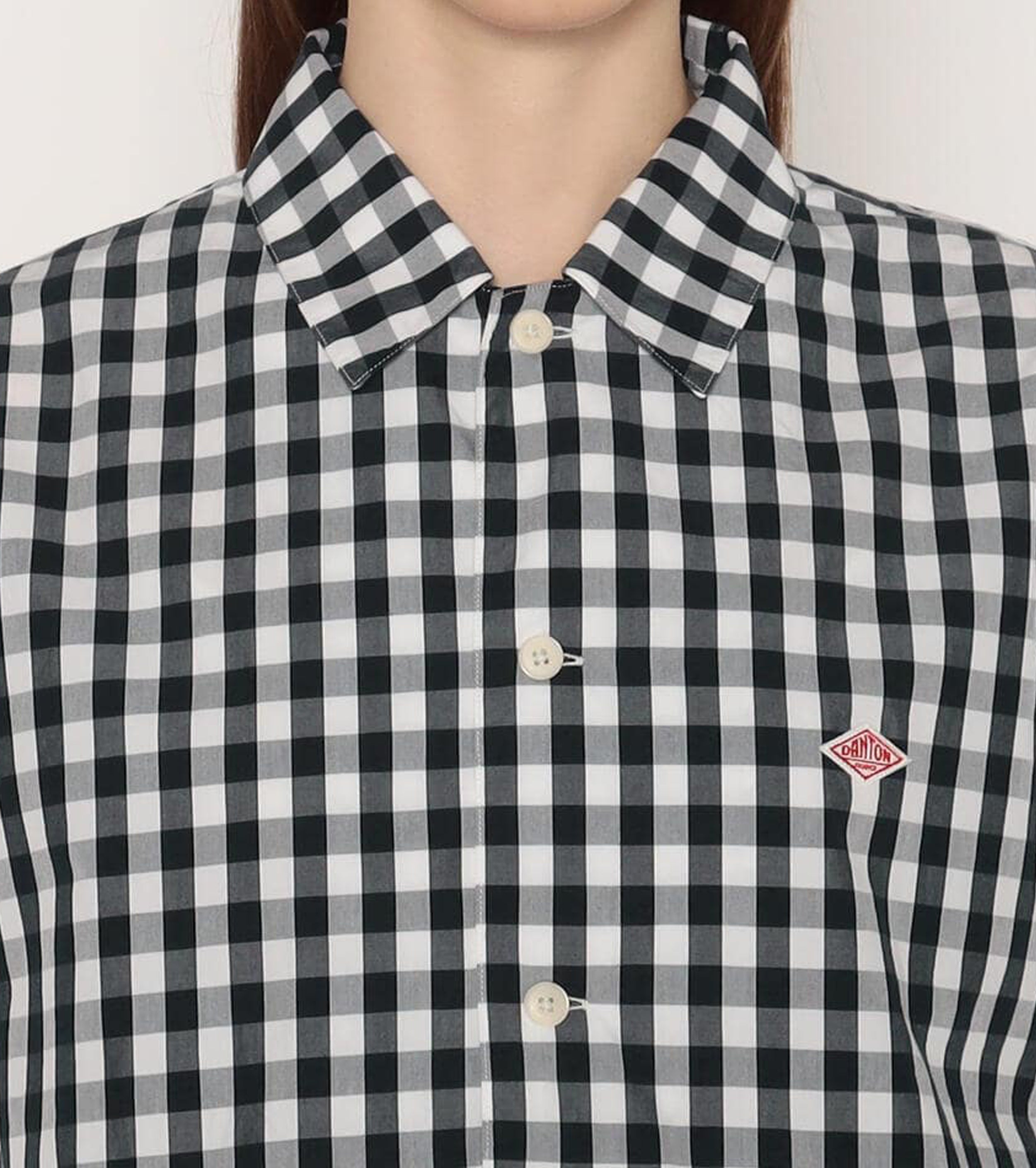 DANTON Cotton Short Sleeves Shirt, Navy White Gingham
