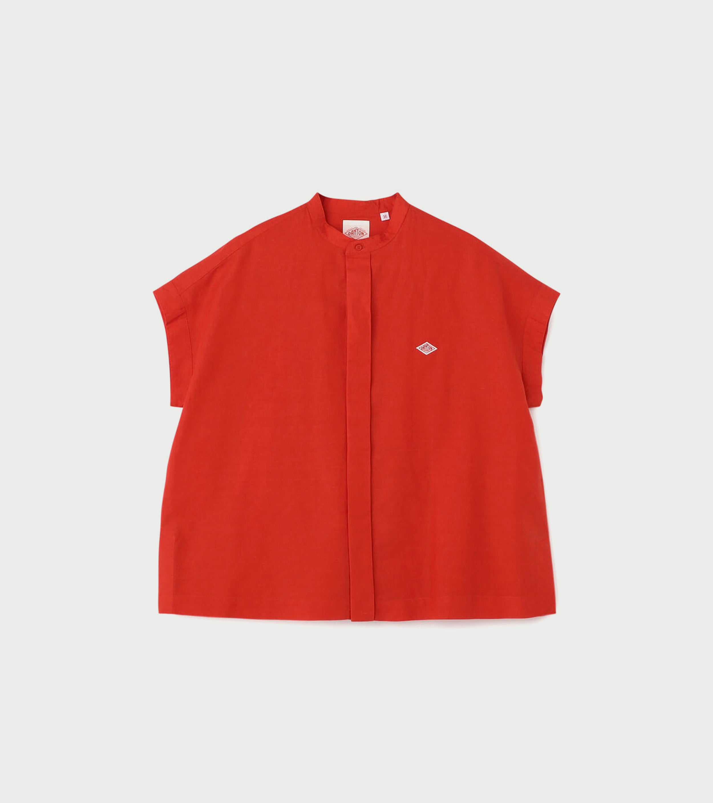 DANTON Cotton Linen Slub Sleeveless Shirt , Red