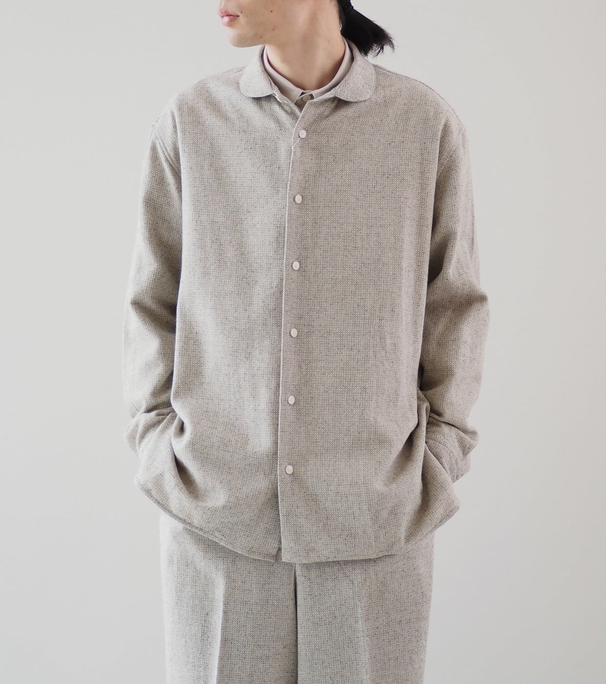 Nonnotte Oversized Round Collar Shirt, Geometric