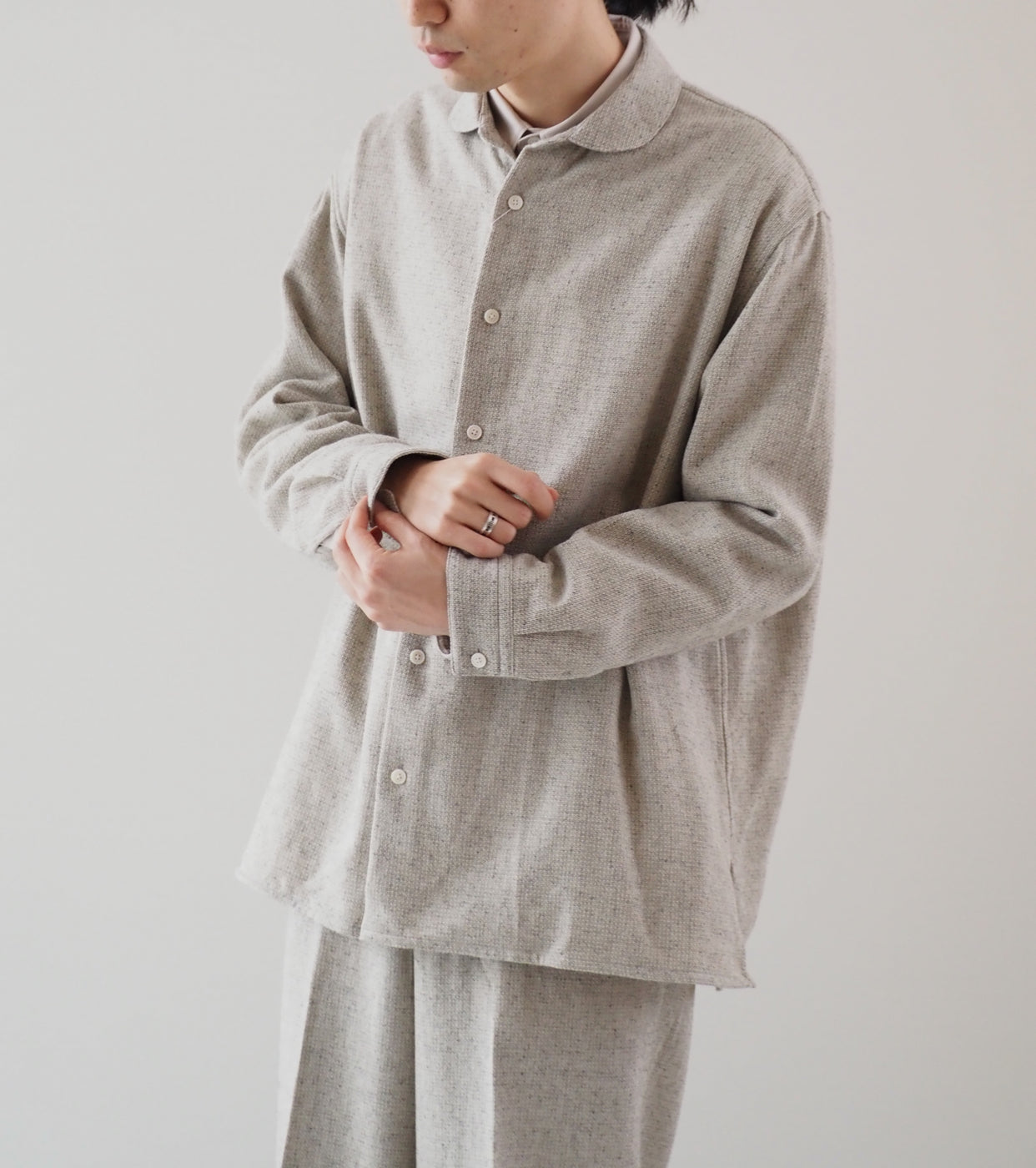 Nonnotte Oversized Round Collar Shirt, Geometric