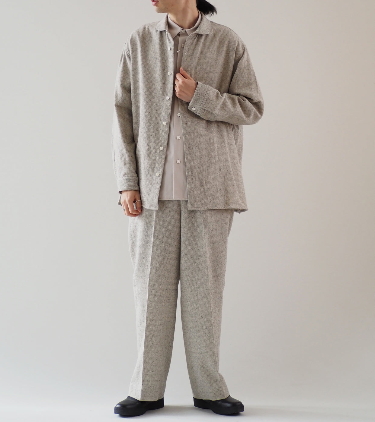 Nonnotte Oversized Round Collar Shirt, Geometric