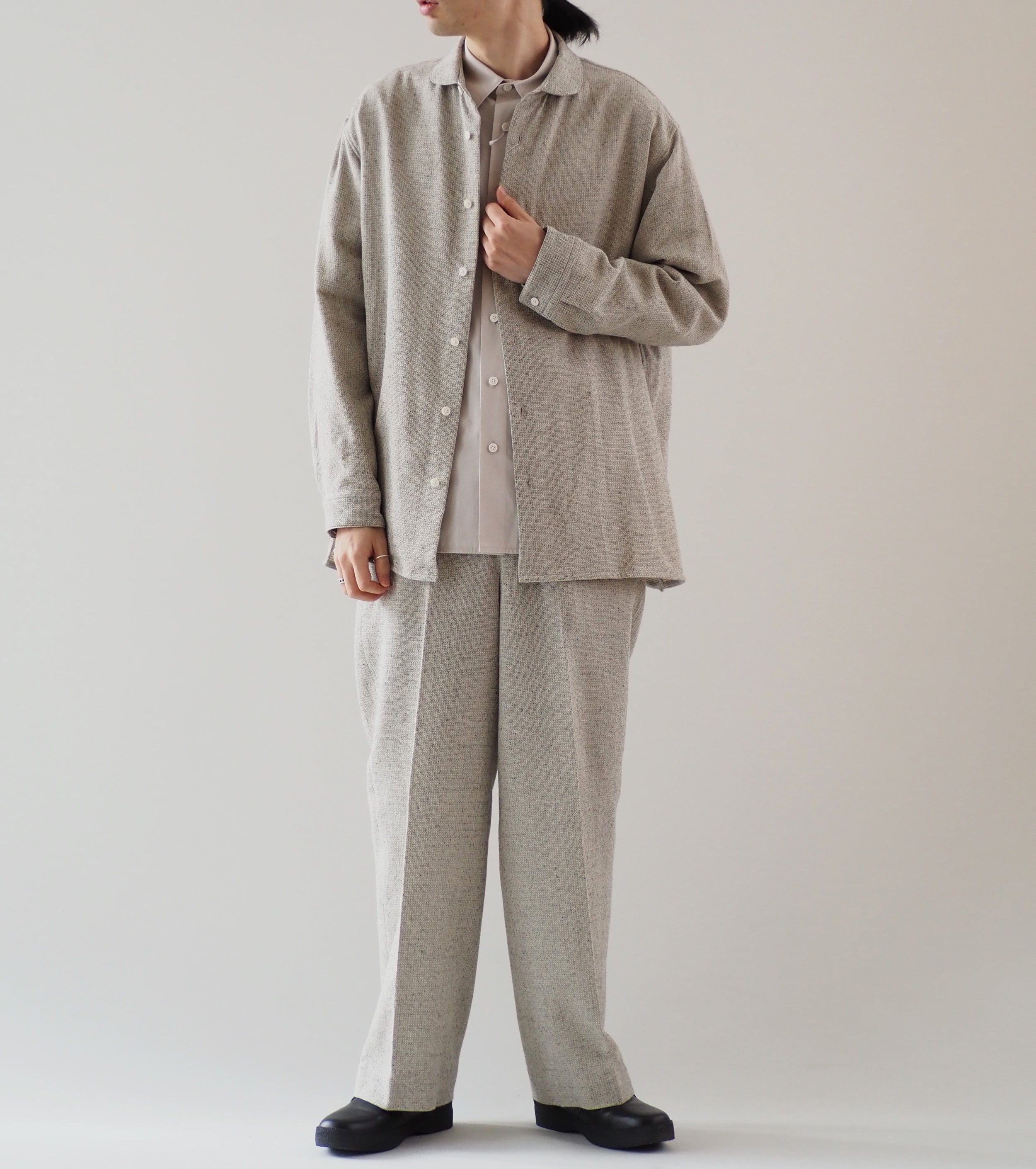 Nonnotte Oversized Round Collar Shirt, Geometric