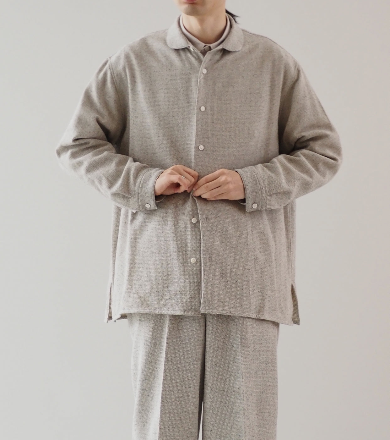 Nonnotte Oversized Round Collar Shirt, Geometric
