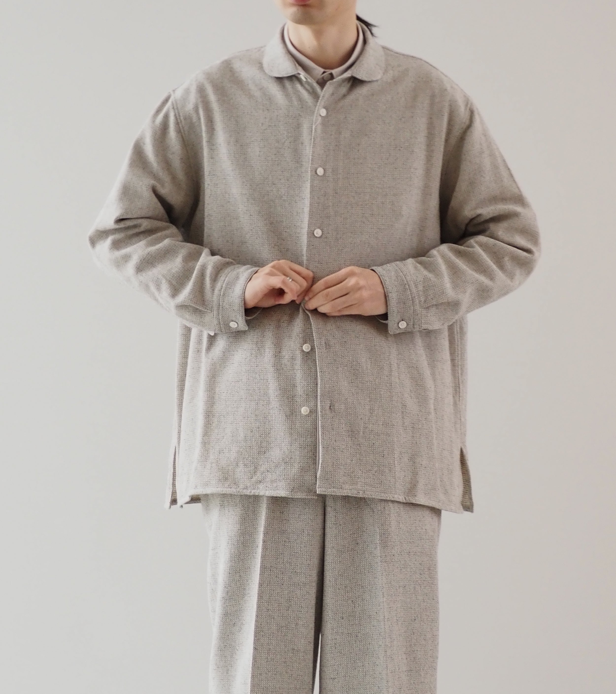 Nonnotte Oversized Round Collar Shirt, Geometric