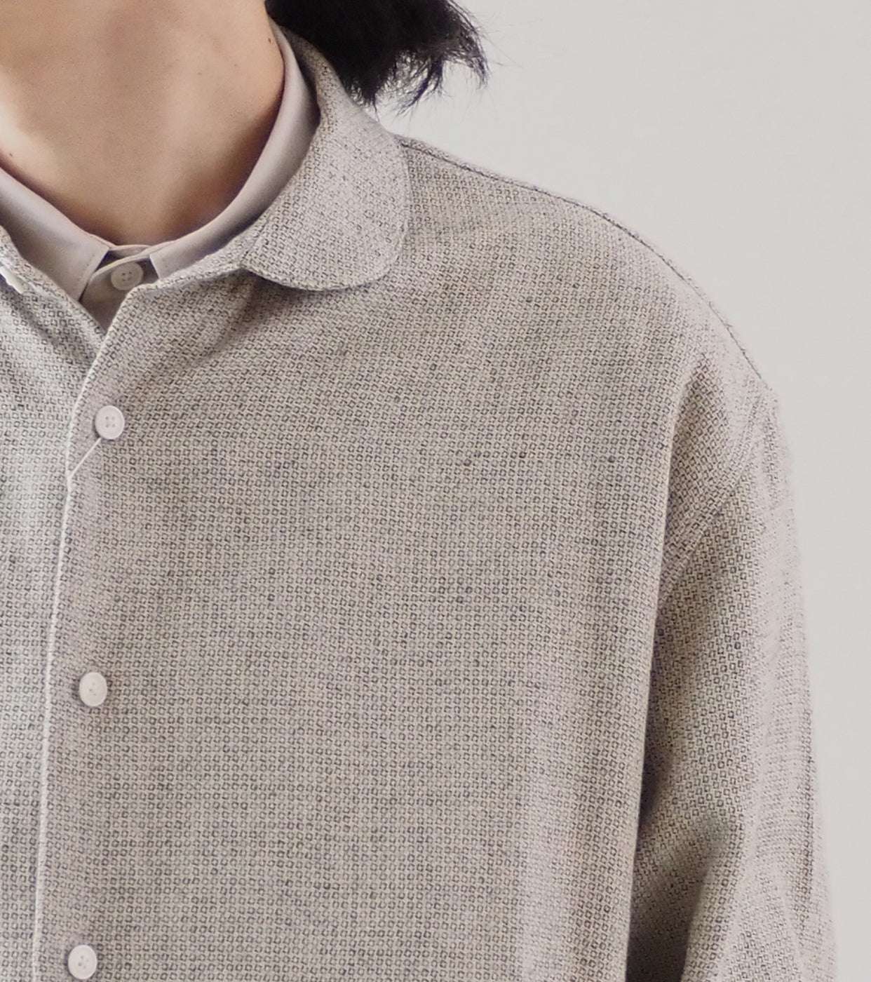 Nonnotte Oversized Round Collar Shirt, Geometric