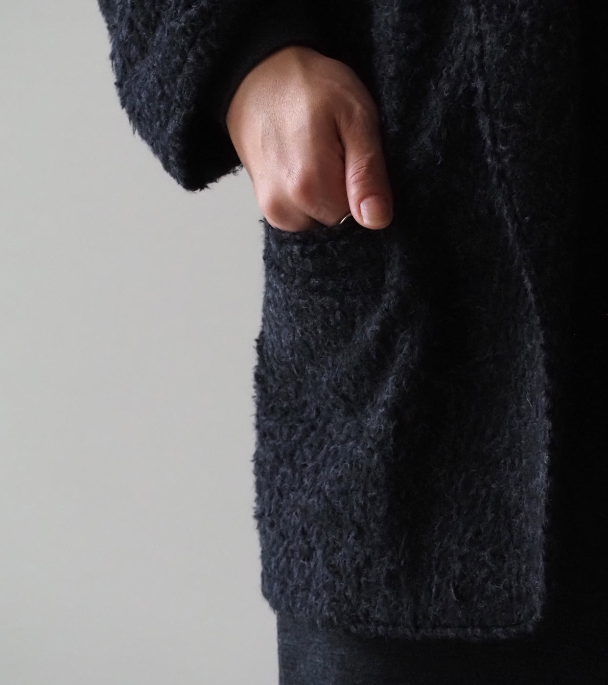 blurhms Brushed Wool Cardigan Jacket ,Heather Charcoal