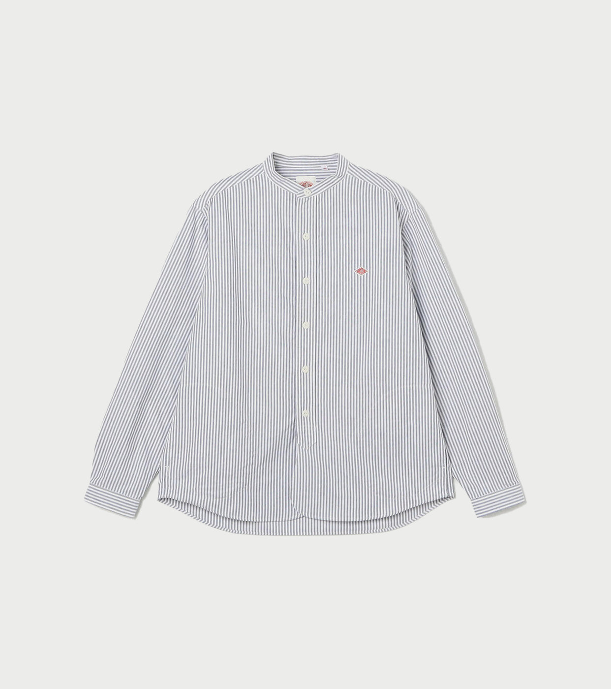 DANTON Oxford Band Collar Shirt , Sax x White Stripe