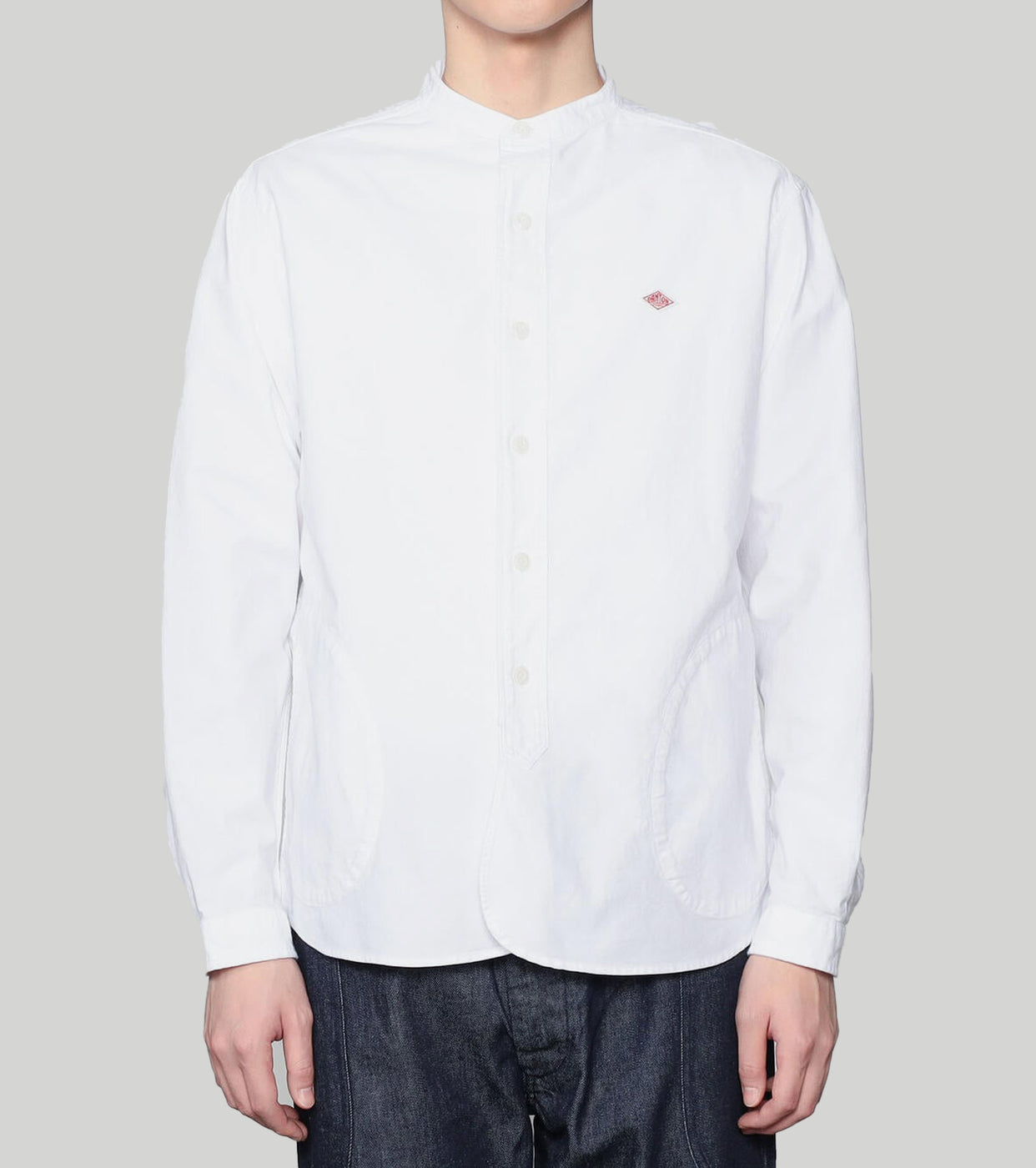 DANTON Oxford Band Collar Shirt , White