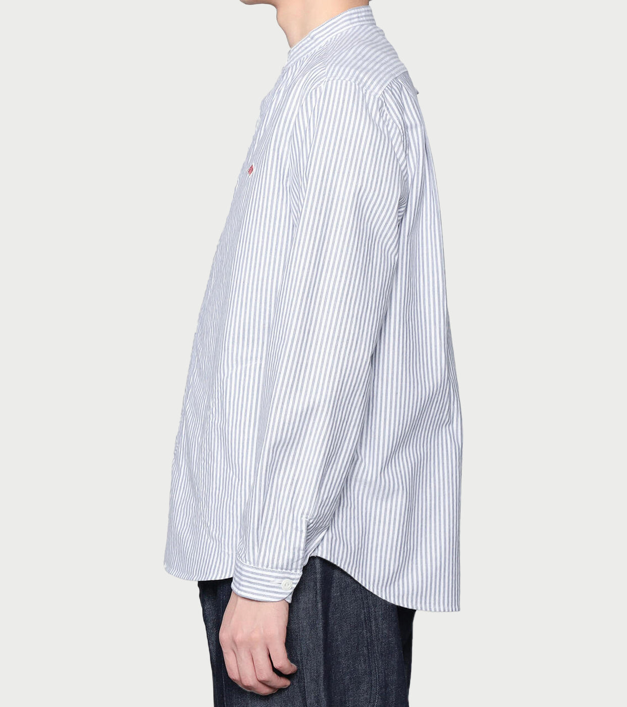 DANTON Oxford Band Collar Shirt , Sax x White Stripe