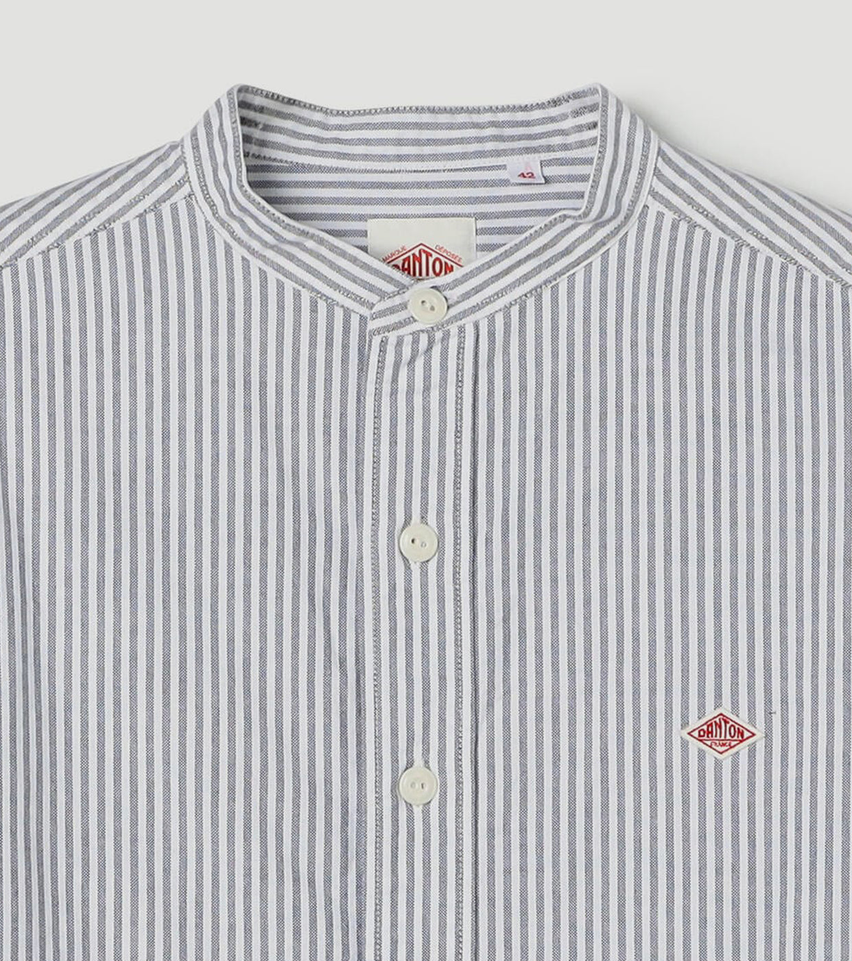 DANTON Oxford Band Collar Shirt , Sax x White Stripe