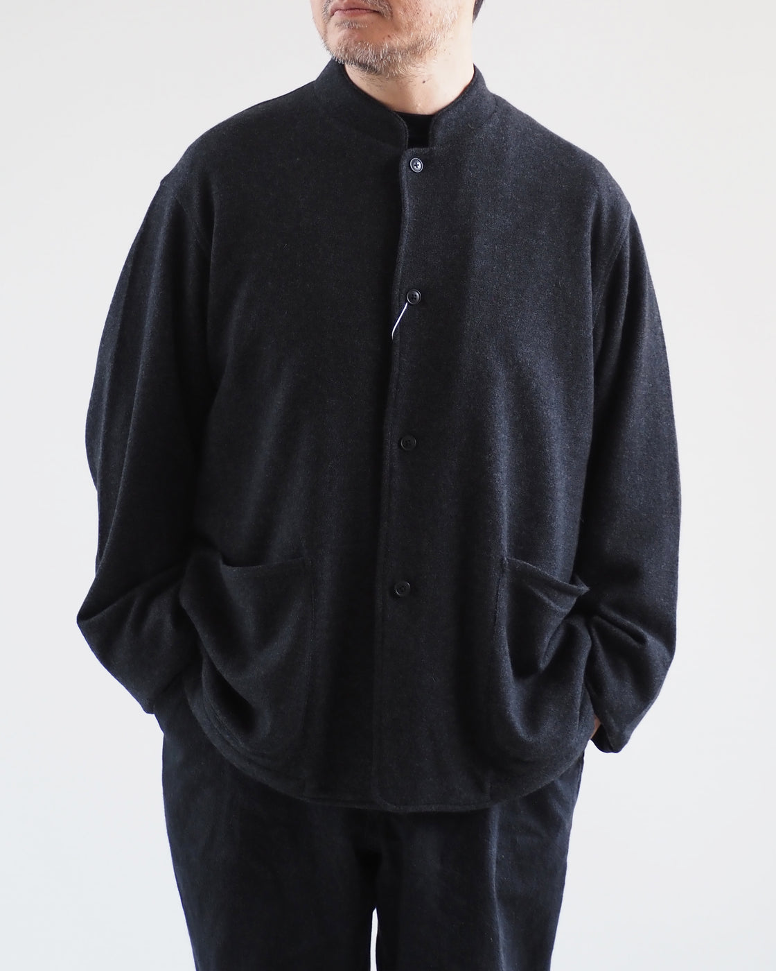 Cashmere Stand collar Knit Jacket,Charcoal