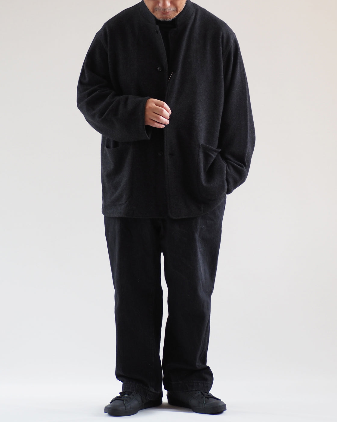 Cashmere Stand collar Knit Jacket,Charcoal