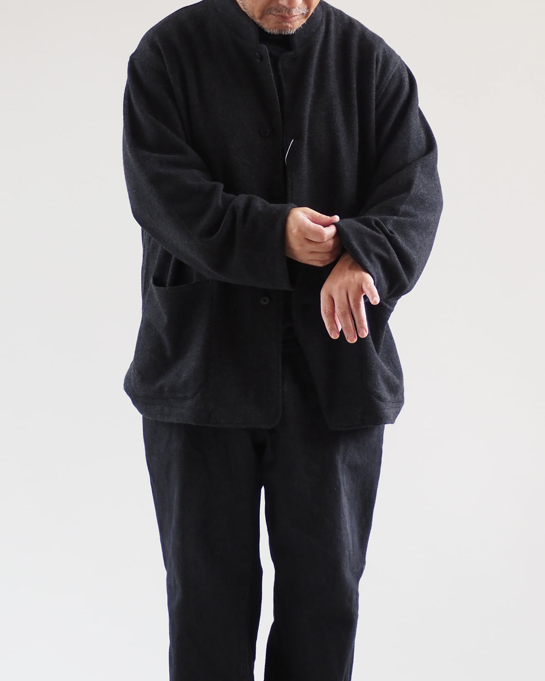 Cashmere Stand collar Knit Jacket,Charcoal