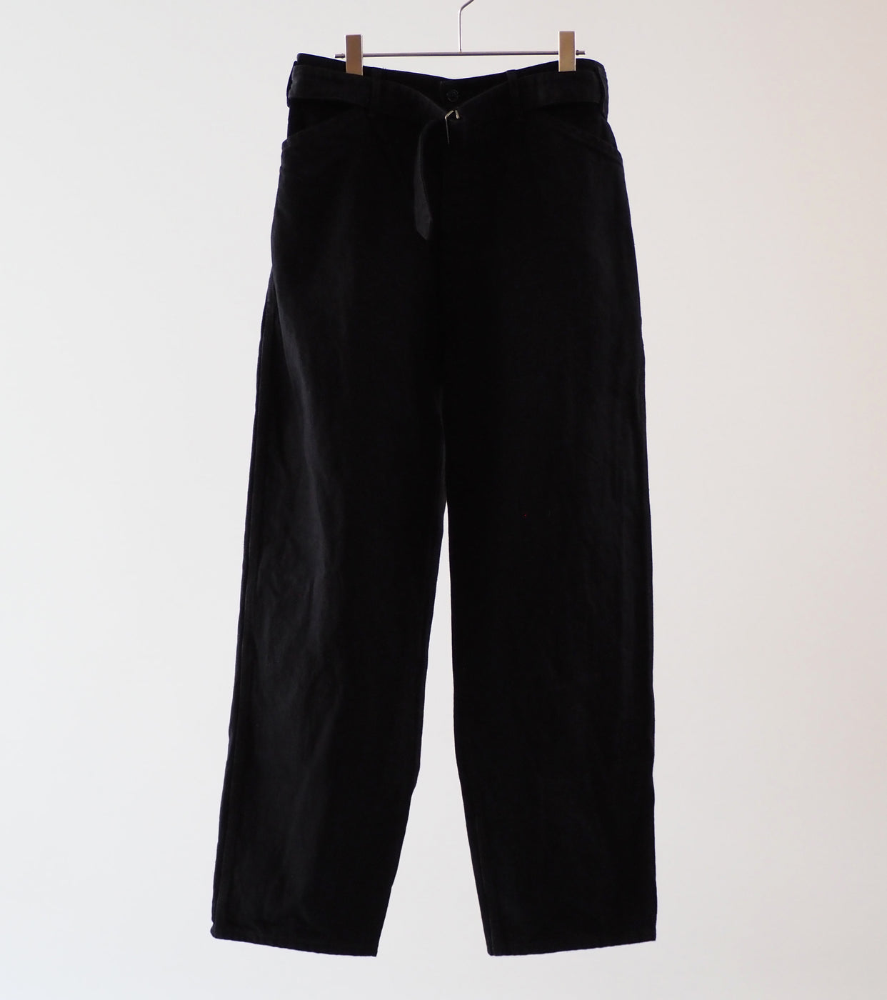 COMOLI Black Denim Belted Pants, Black