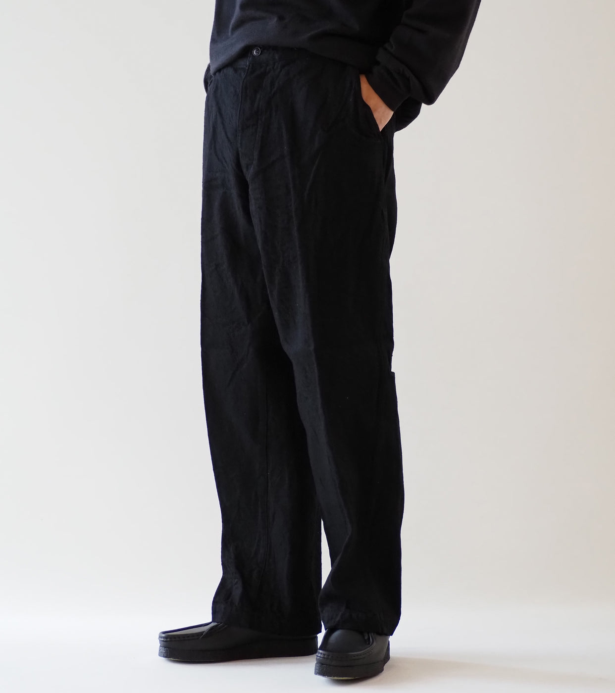 COMOLI Denim Over Pants,Black