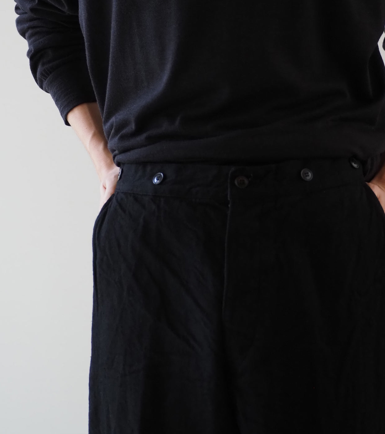 COMOLI Denim Over Pants,Black