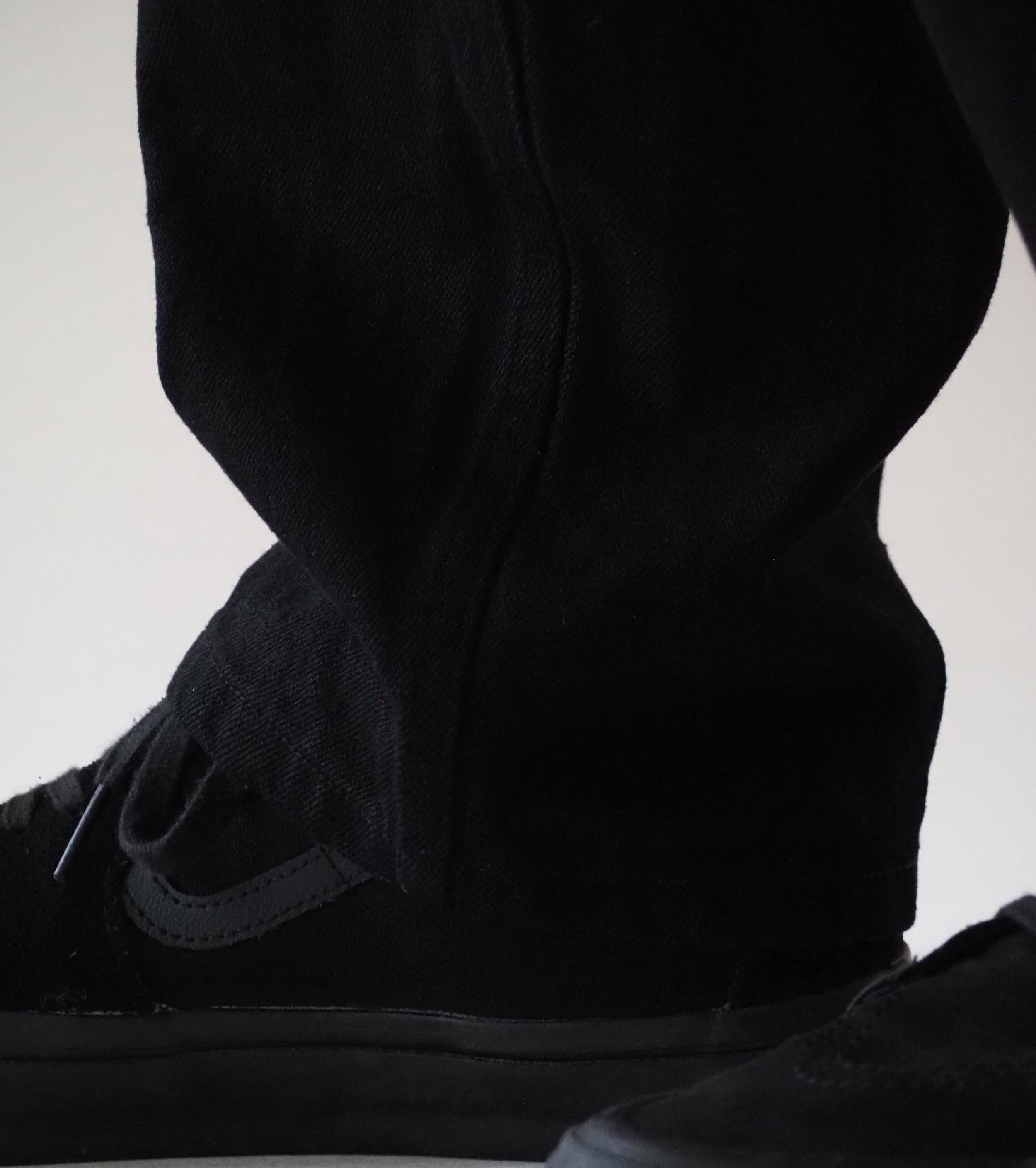 COMOLI Black Denim Tapered Pants, Black