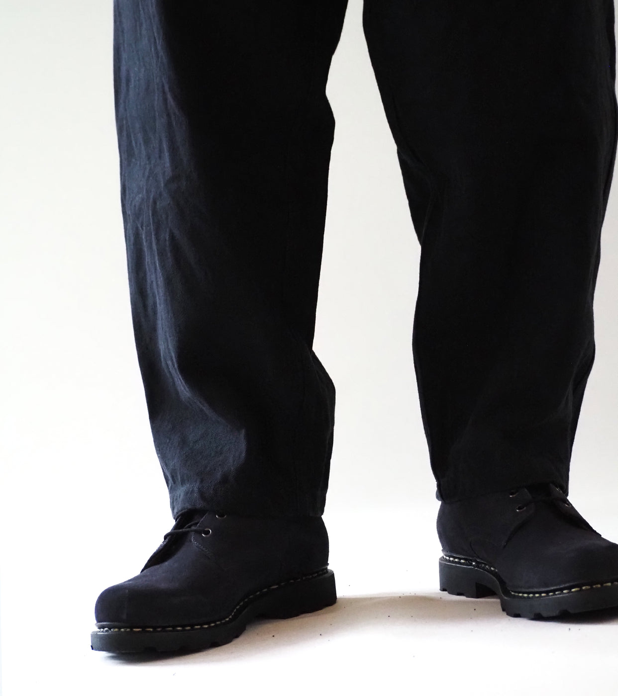 COMOLI Black Drill Tapered Pants , Black