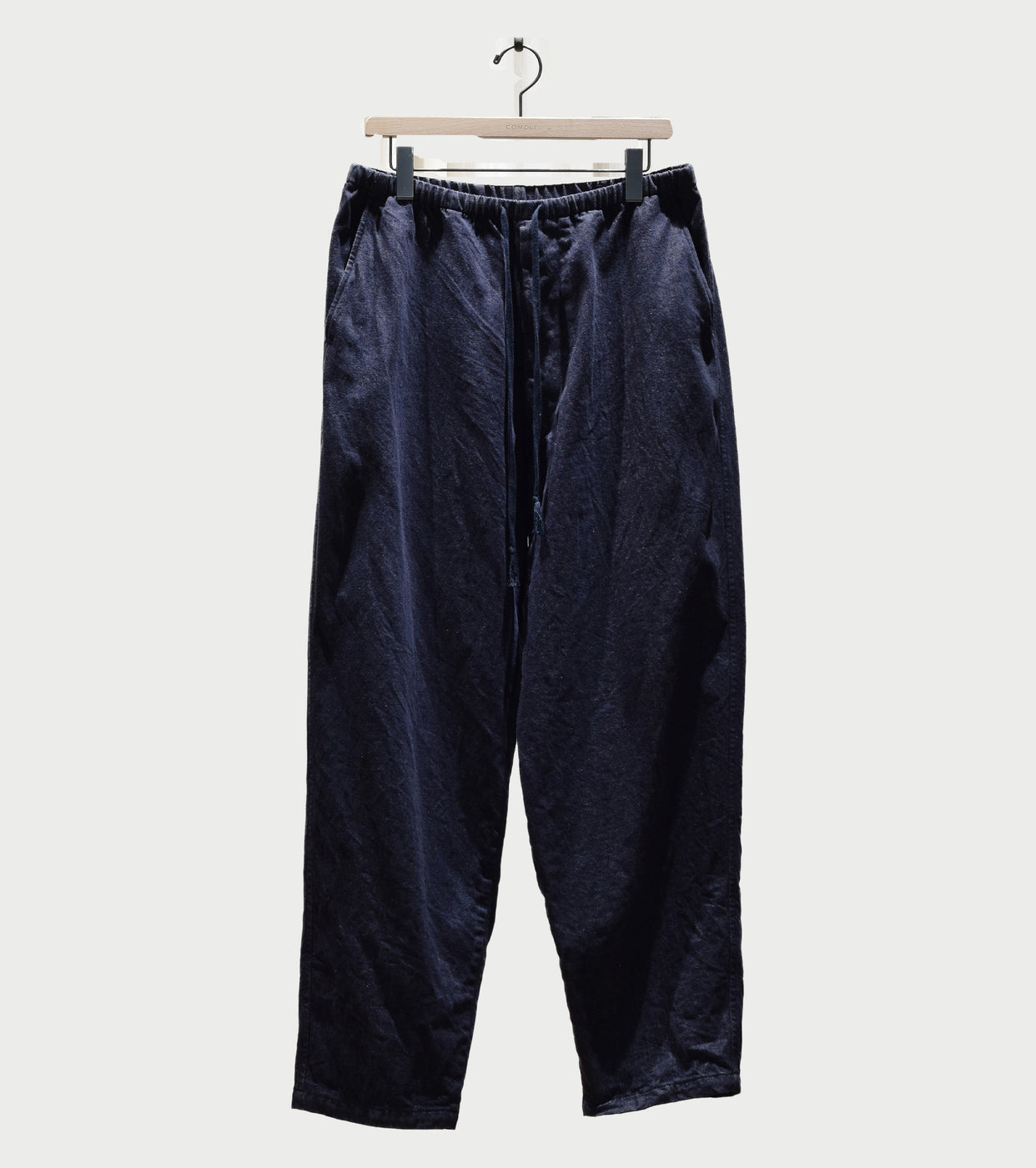COMOLI Navy Denim Tapered Pants, Navy