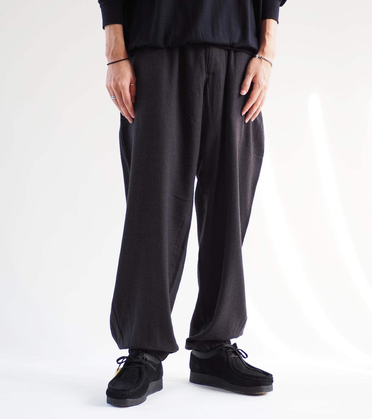 Wool Viera Drawstring Pants,Charcoal