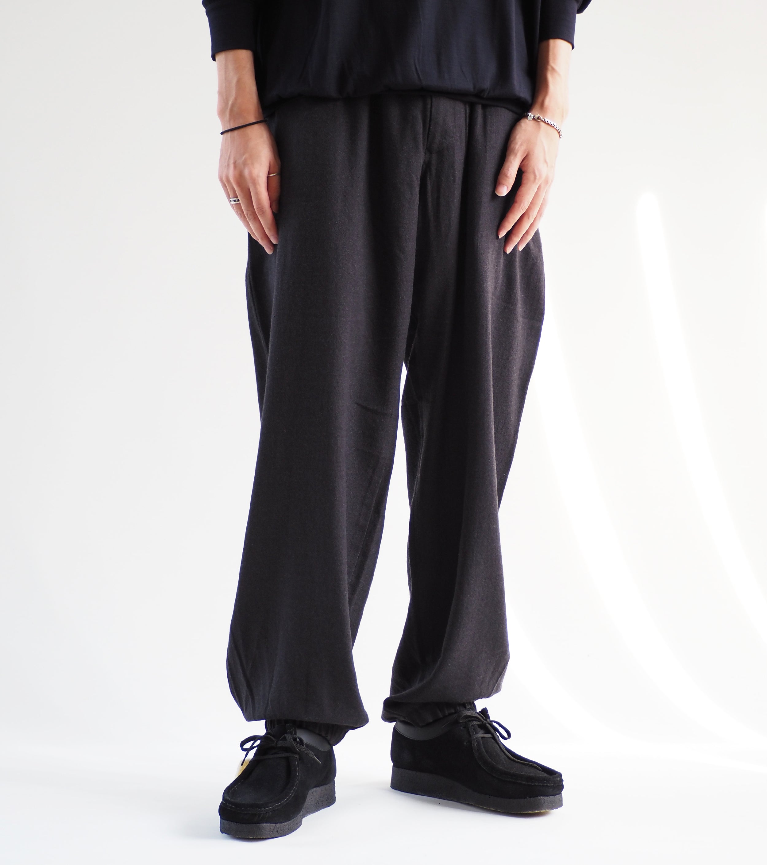 Wool Viera Drawstring Pants,Charcoal