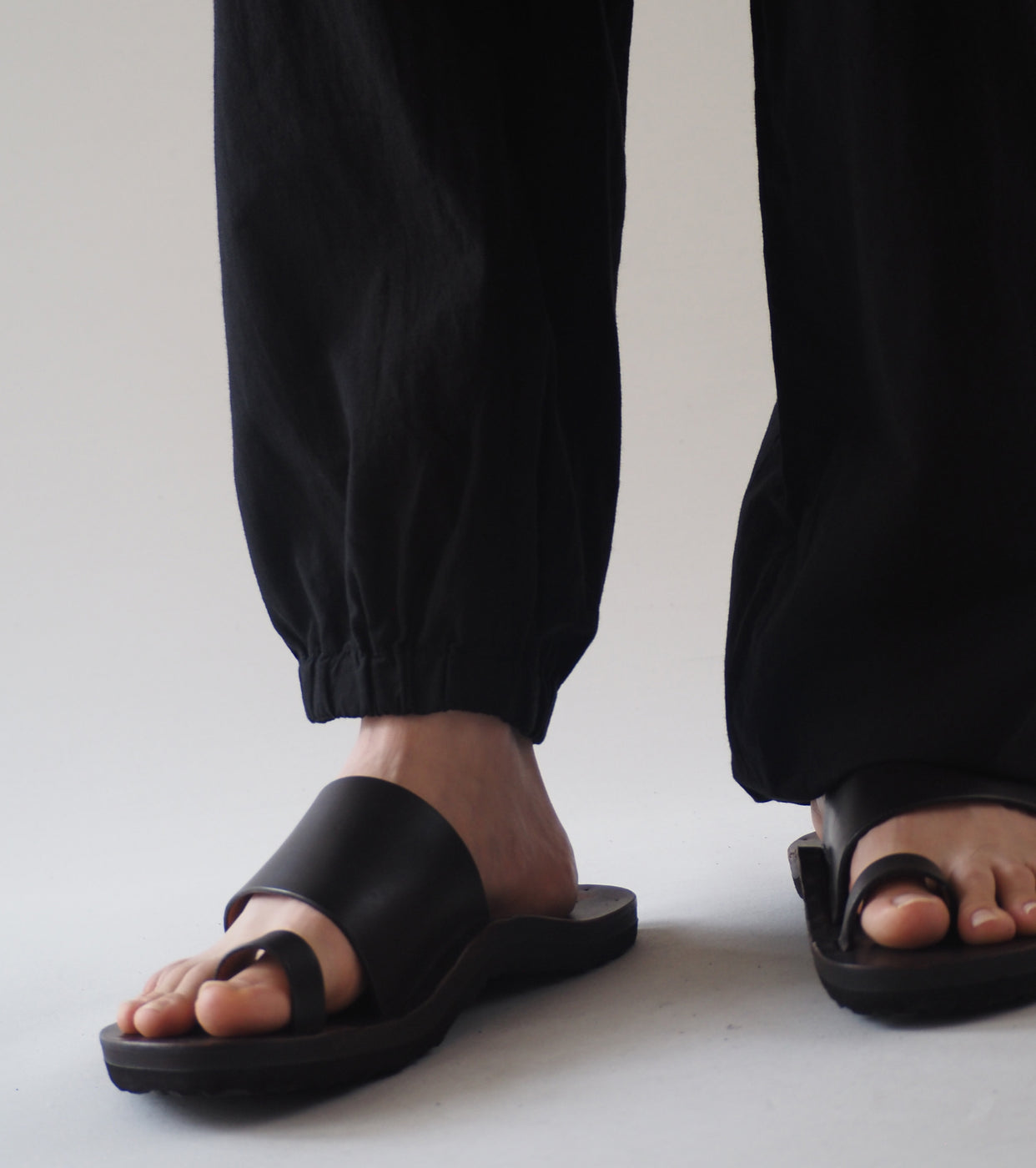 COMOLI KHADI Cotton Drawstring Pants, Black