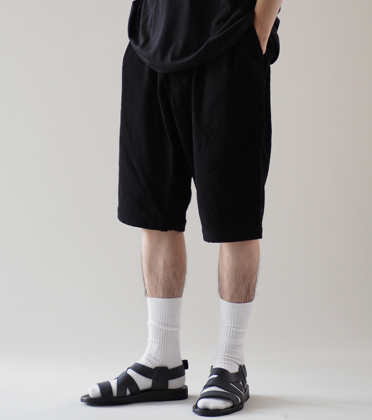 Silk Pile Shorts, Black