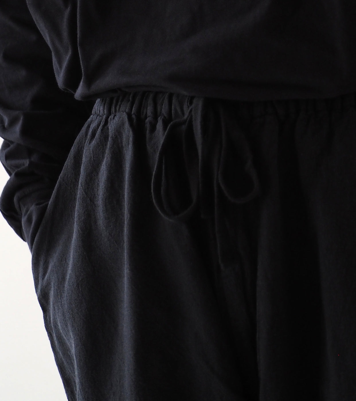 COMOLI Faded Black Knee Tuck Pants, , Fade Black