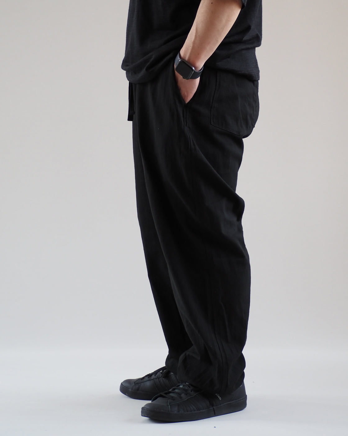 Denim Belted Pants, Navy