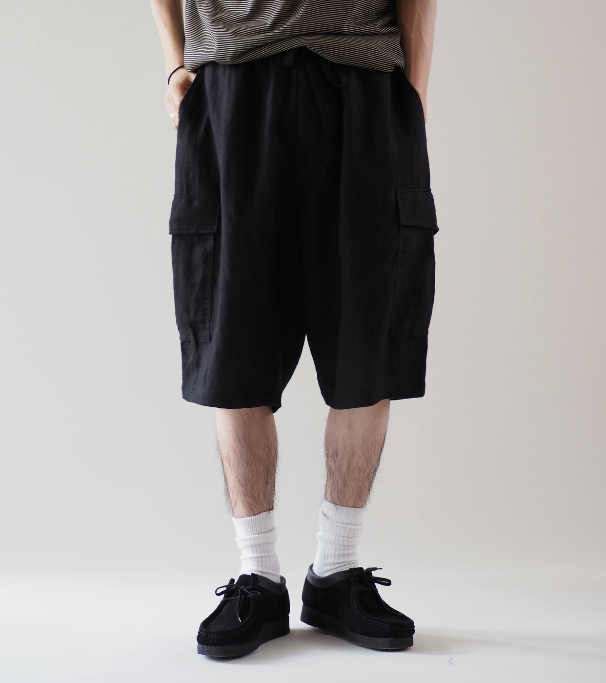 Denim Belted Pants, Navy