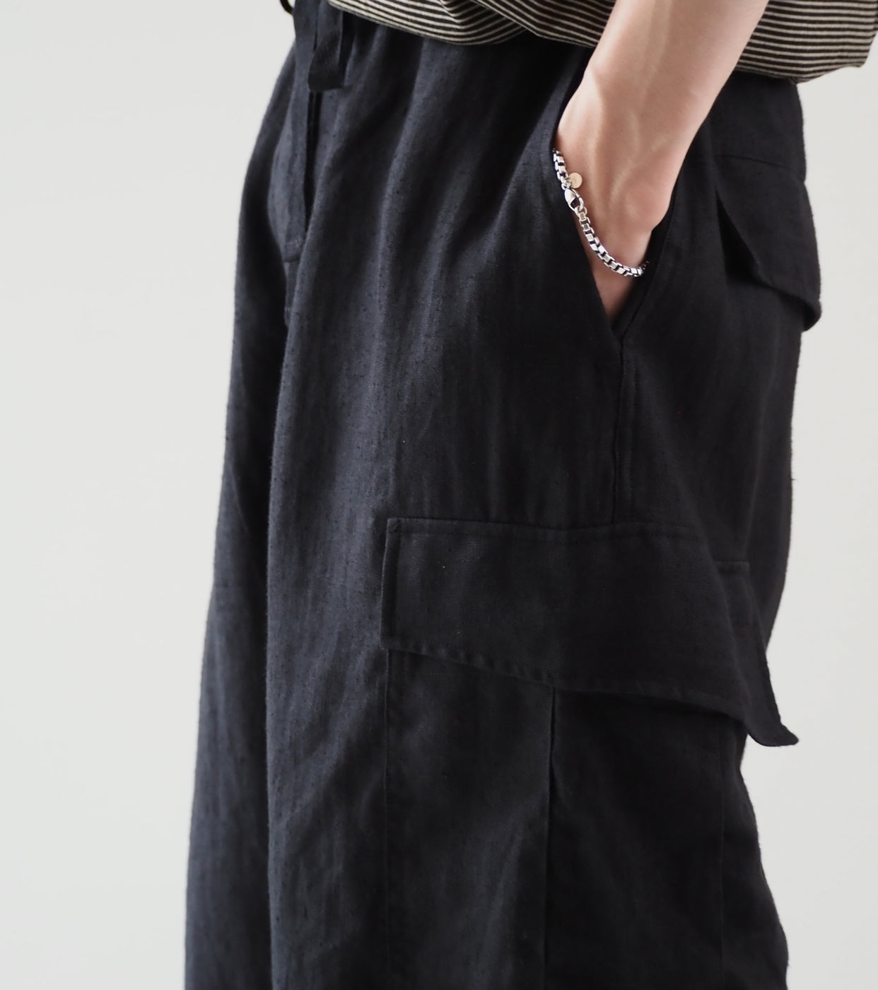 Denim Belted Pants, Navy