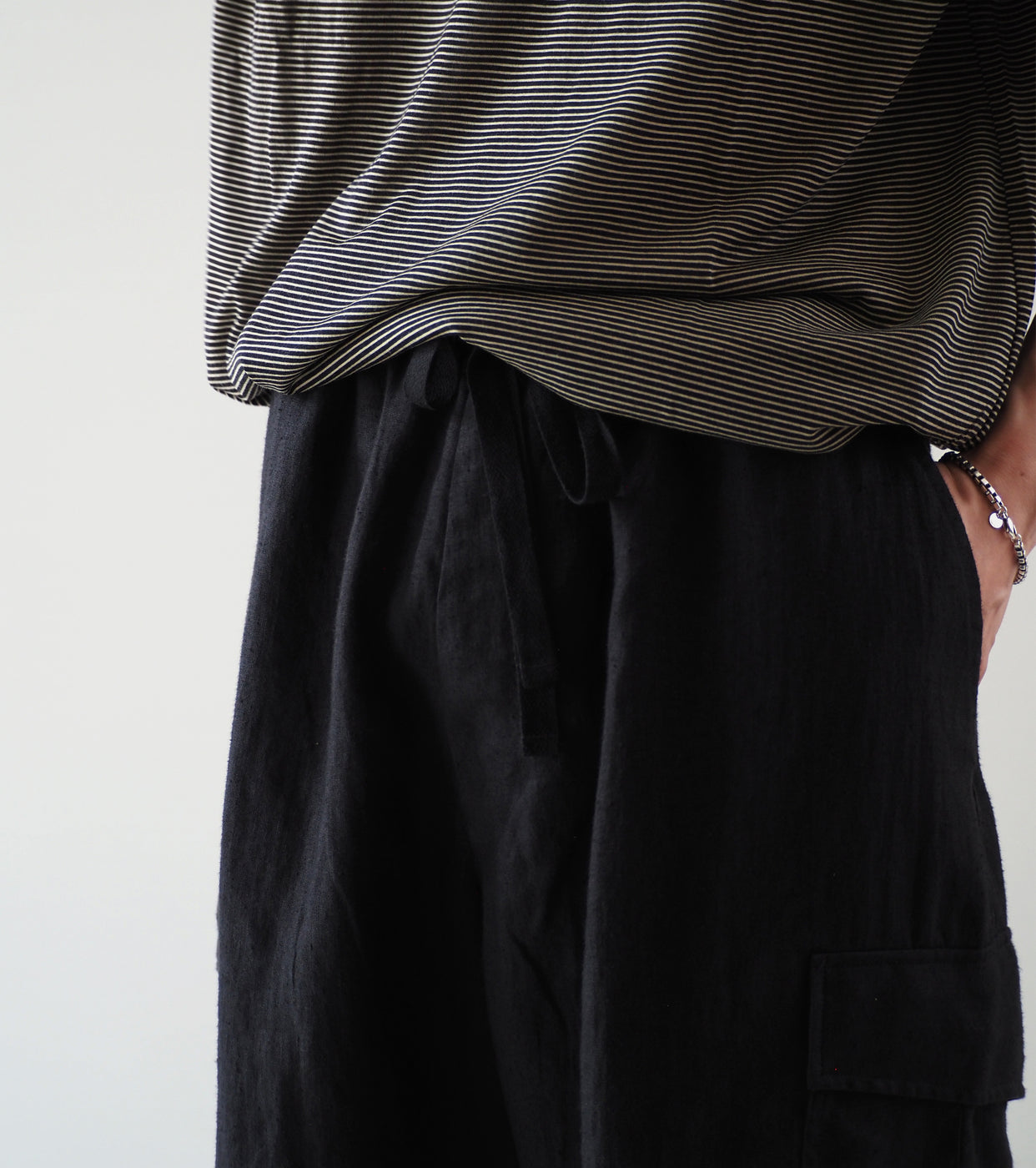 Denim Belted Pants, Navy