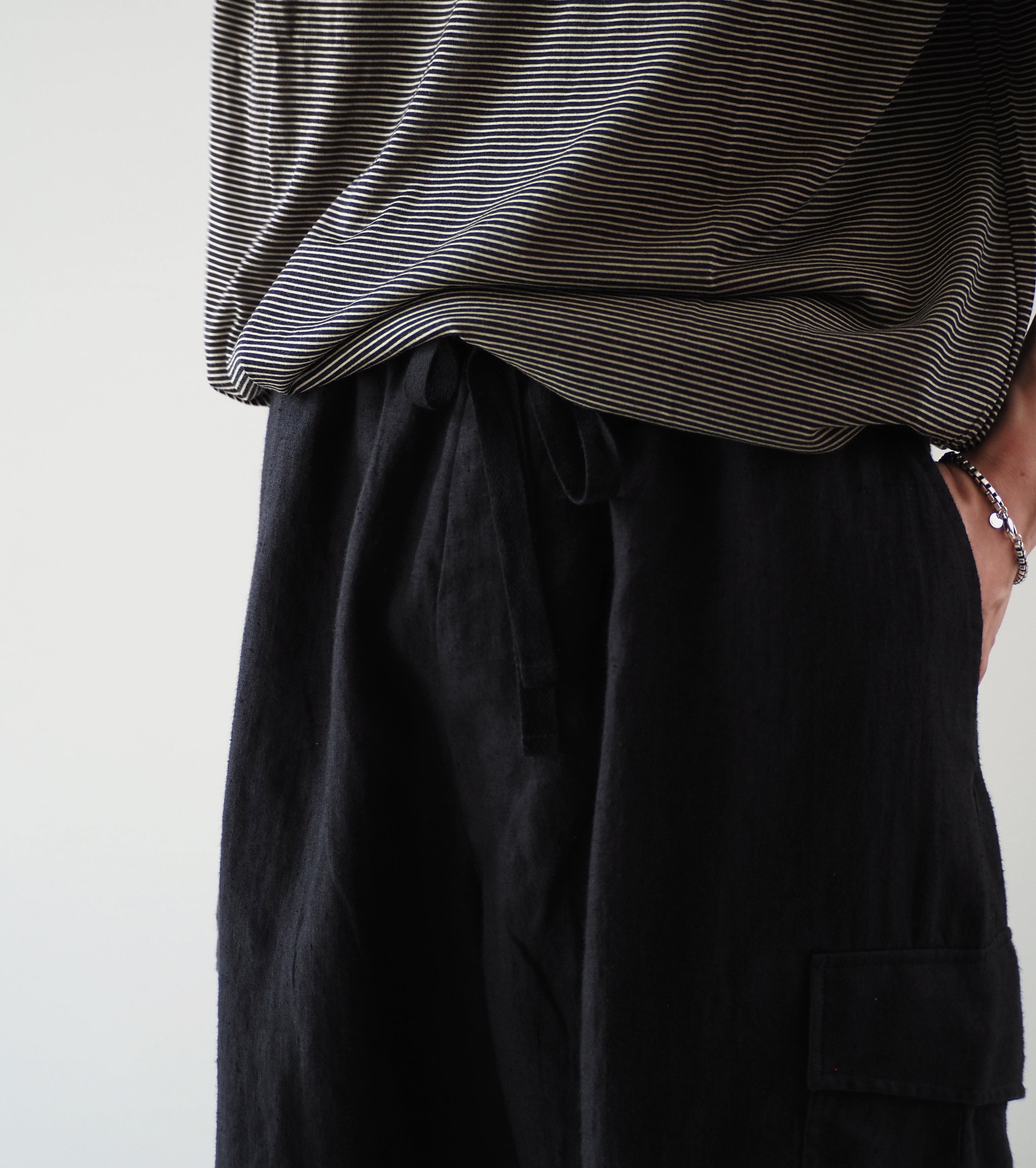 Denim Belted Pants, Navy