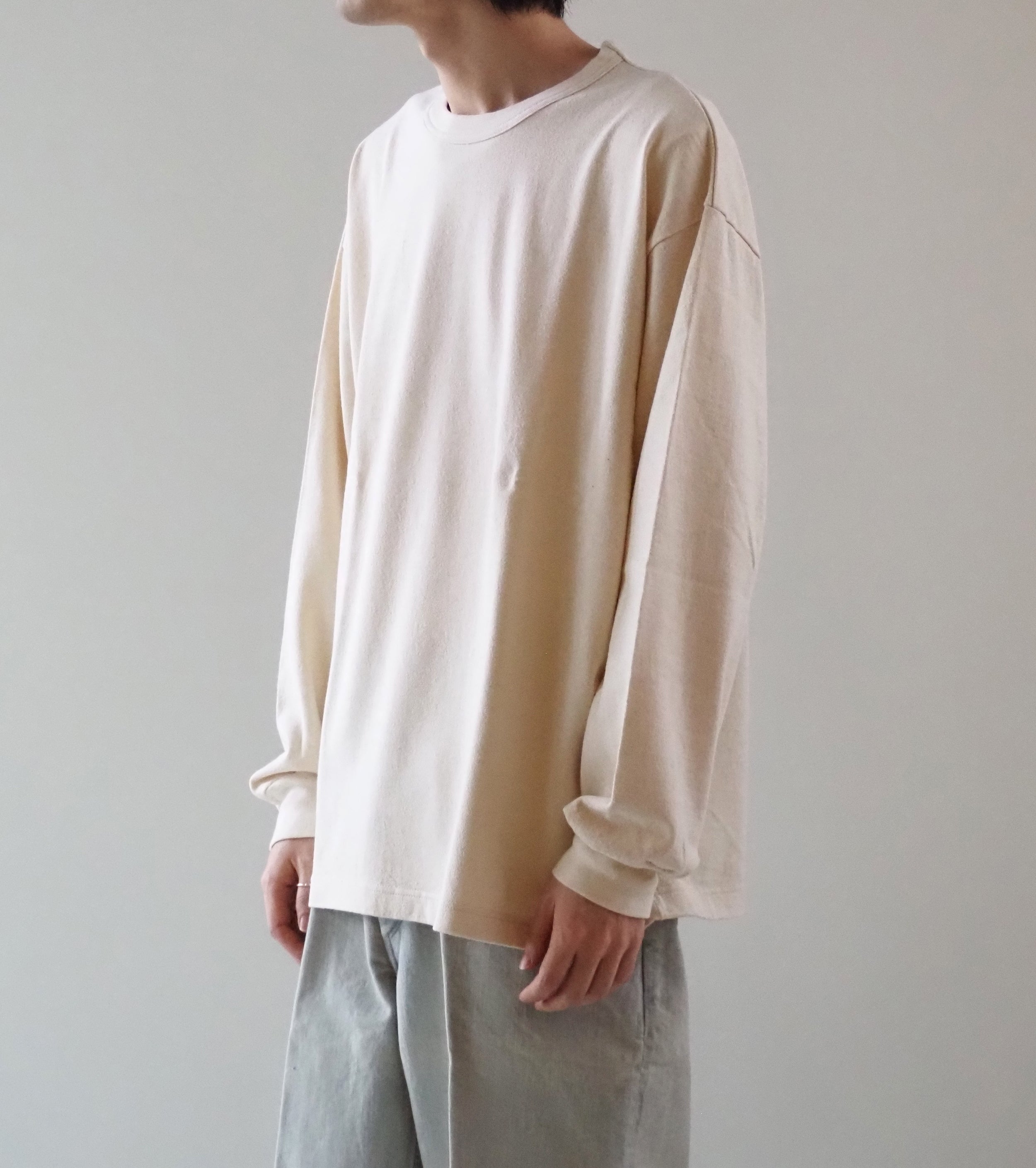 blurhms Co/Silk Nep Tee L/S, Ivory – Navyblue