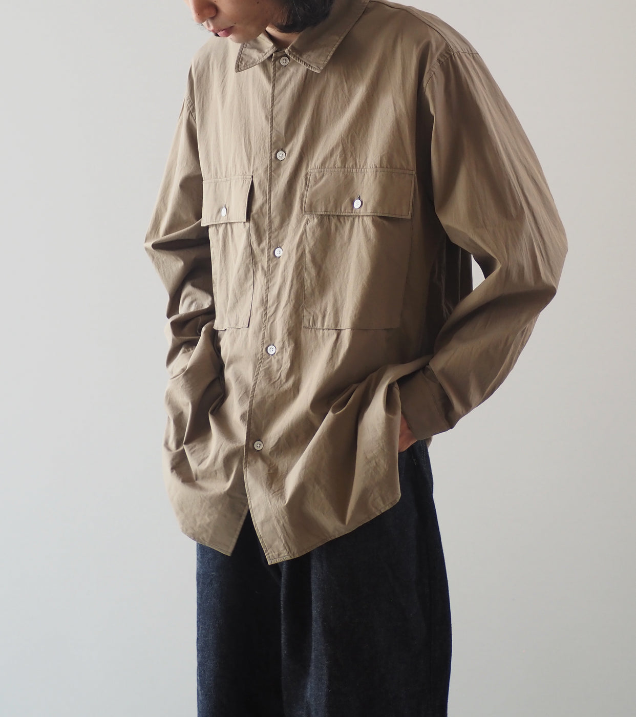 blurhms Chambray Military Shirt , OliveBeige