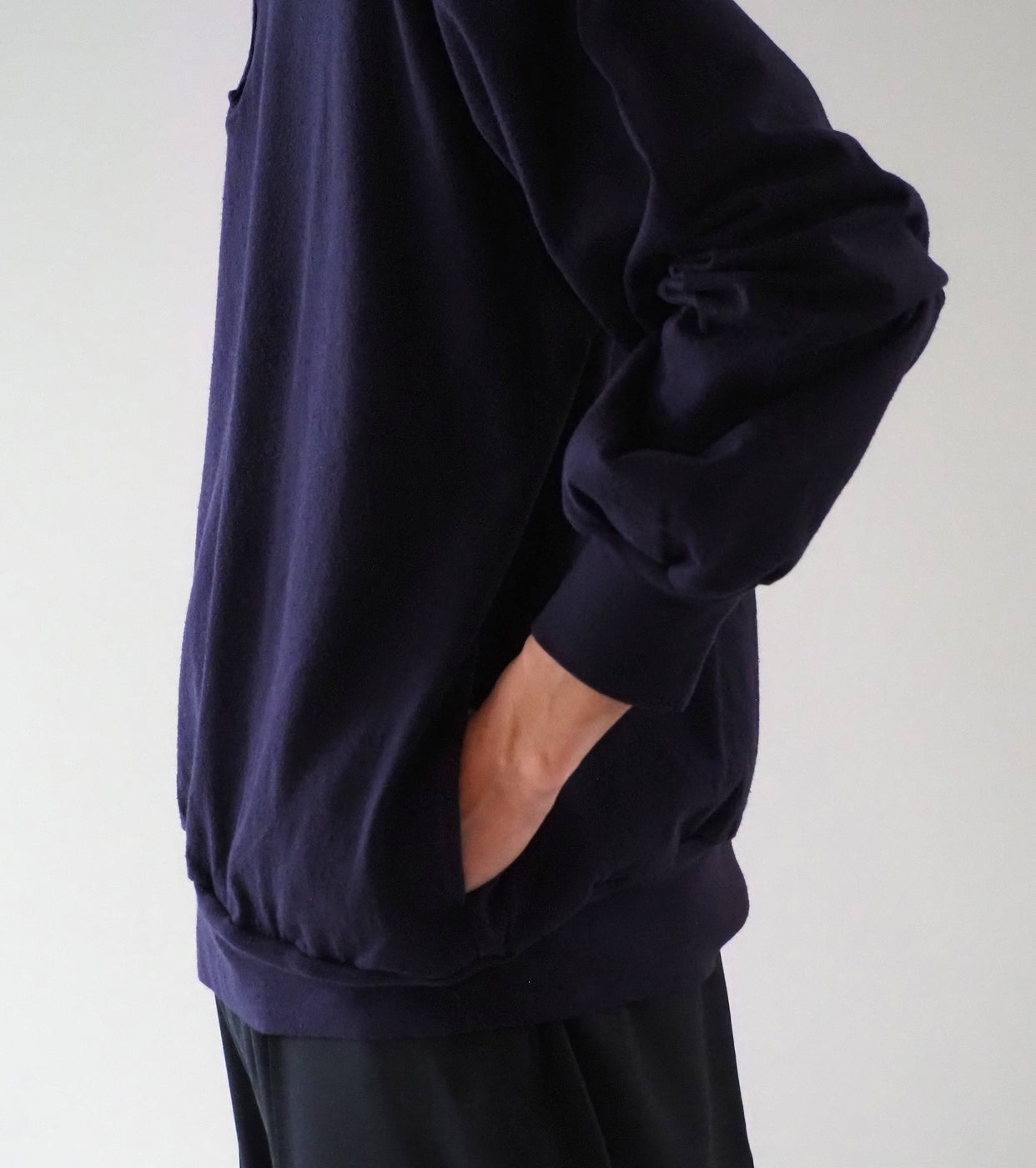 Blurhms Co/Silk Nep Harf-Zip Shirt, Dark Purple