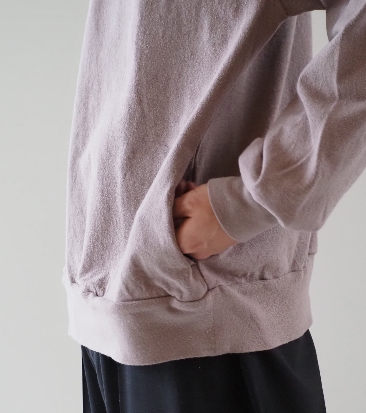 Blurhms Co/Silk Nep Harf-Zip Shirt, Rose Grey