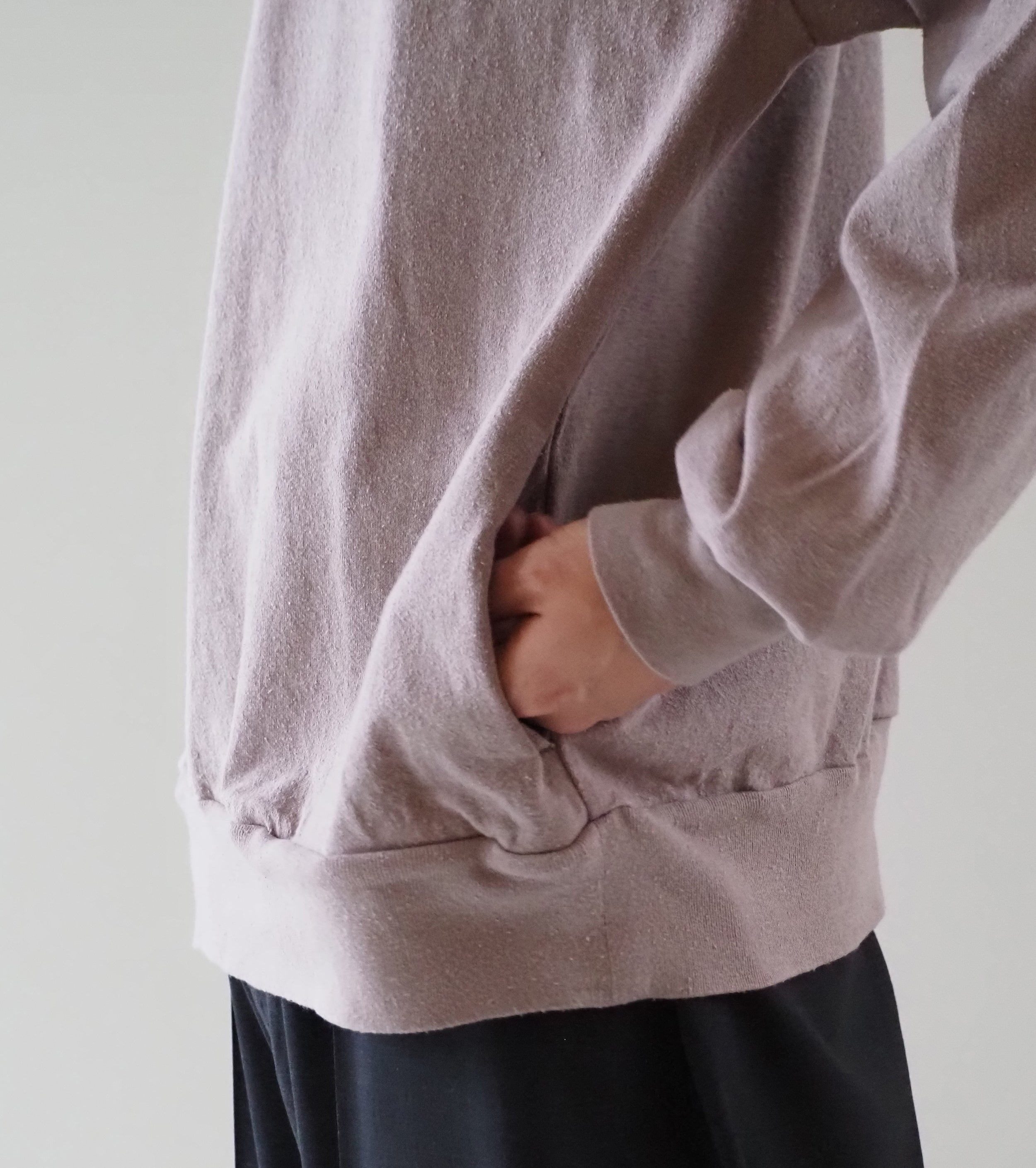 Blurhms Co/Silk Nep Harf-Zip Shirt,  Rose Grey