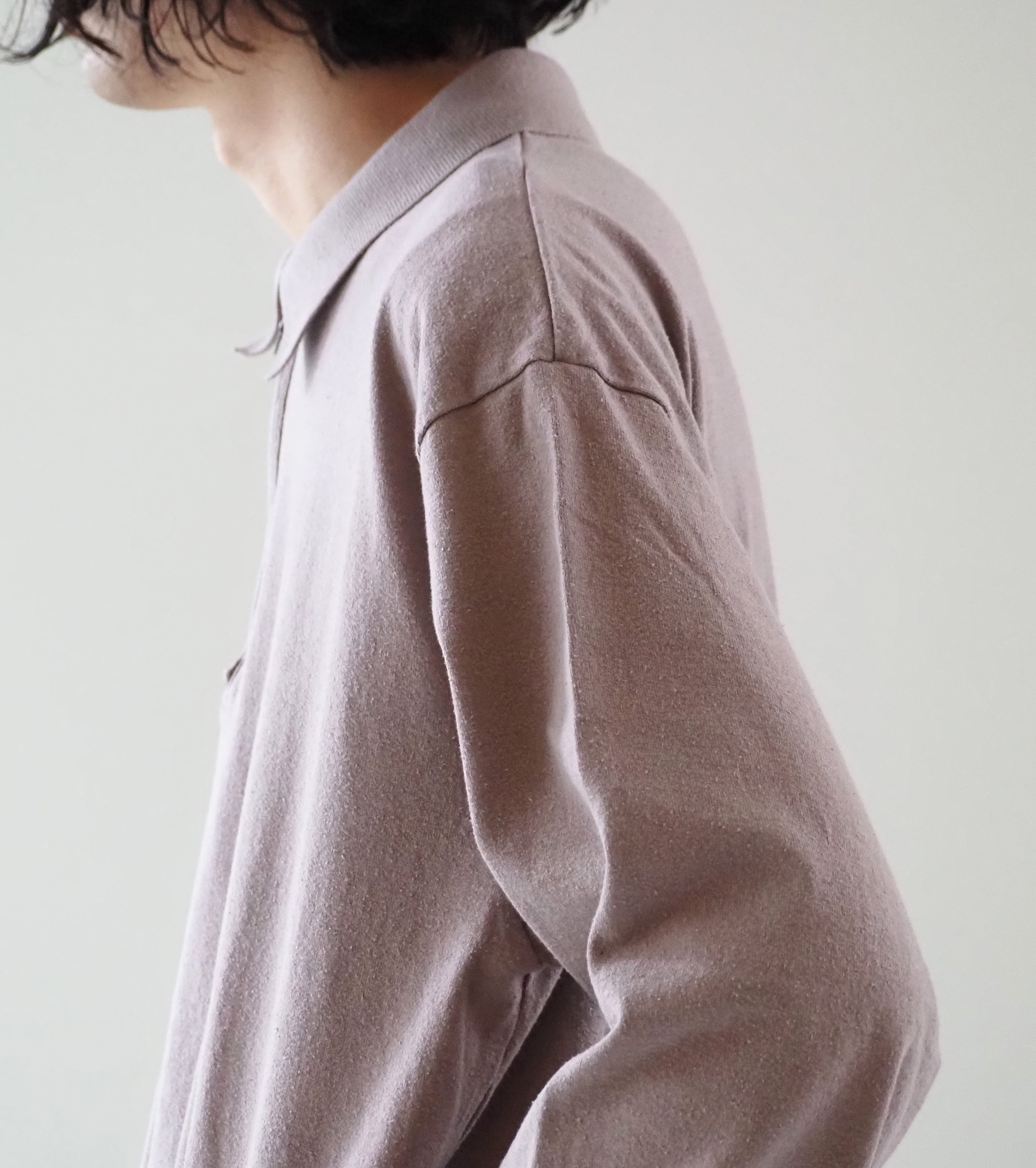 Blurhms Co/Silk Nep Harf-Zip Shirt,  Rose Grey