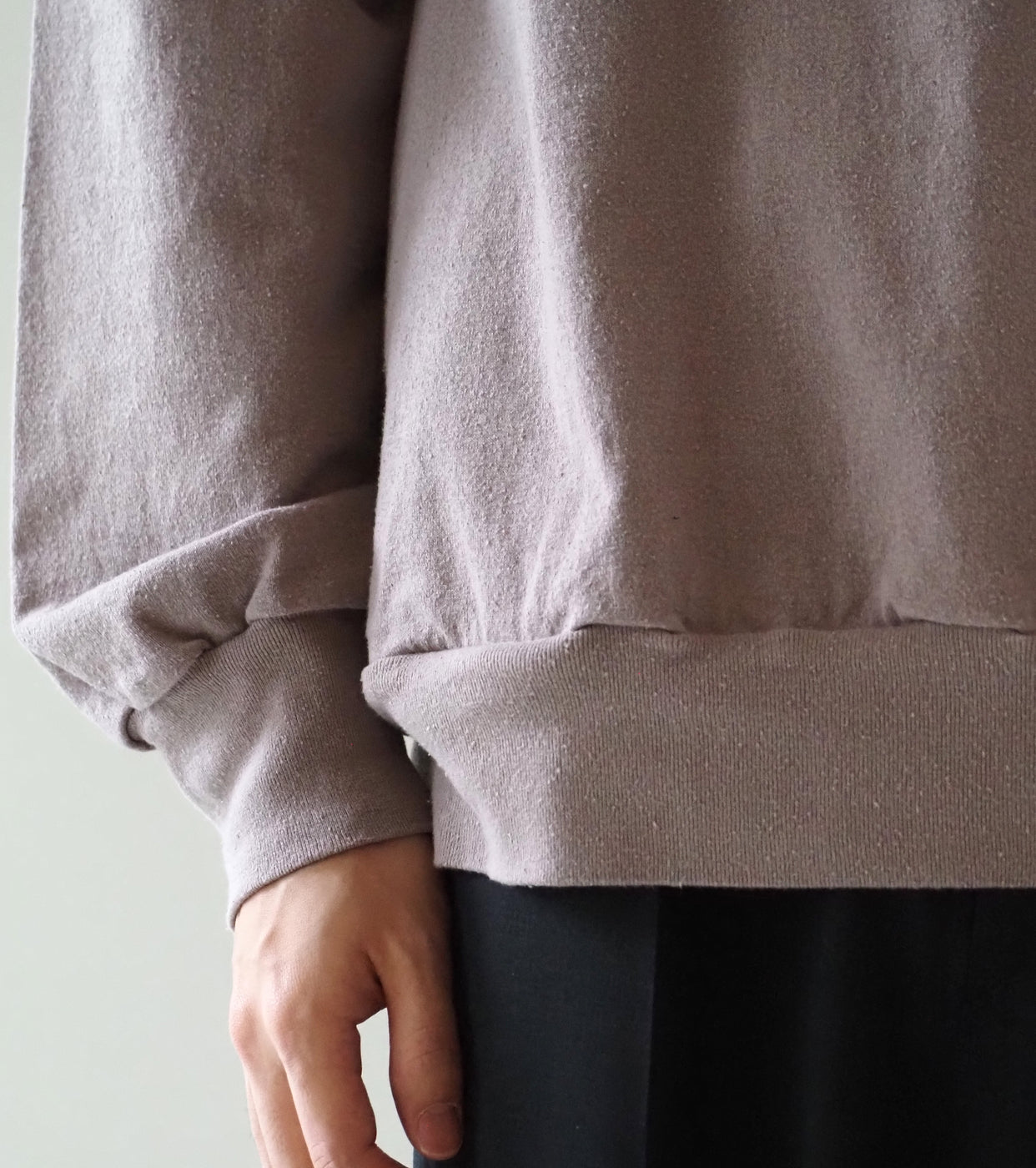 Blurhms Co/Silk Nep Harf-Zip Shirt, Rose Grey
