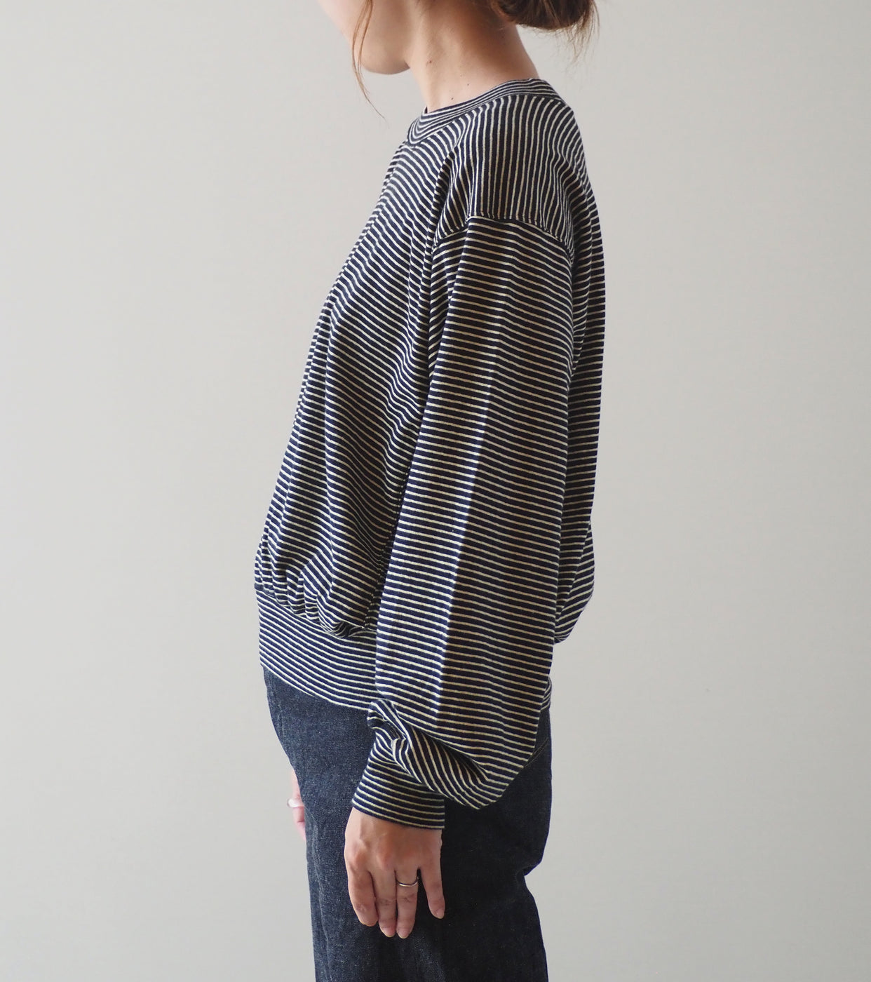 blurhms C/NAPP Border Crew Neck P/O , Black x Ivory