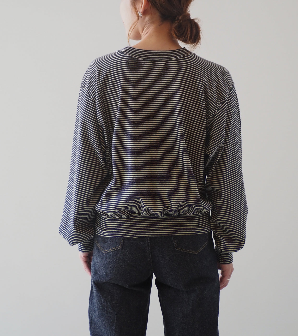 blurhms C/NAPP Border Crew Neck P/O , Black x Ivory