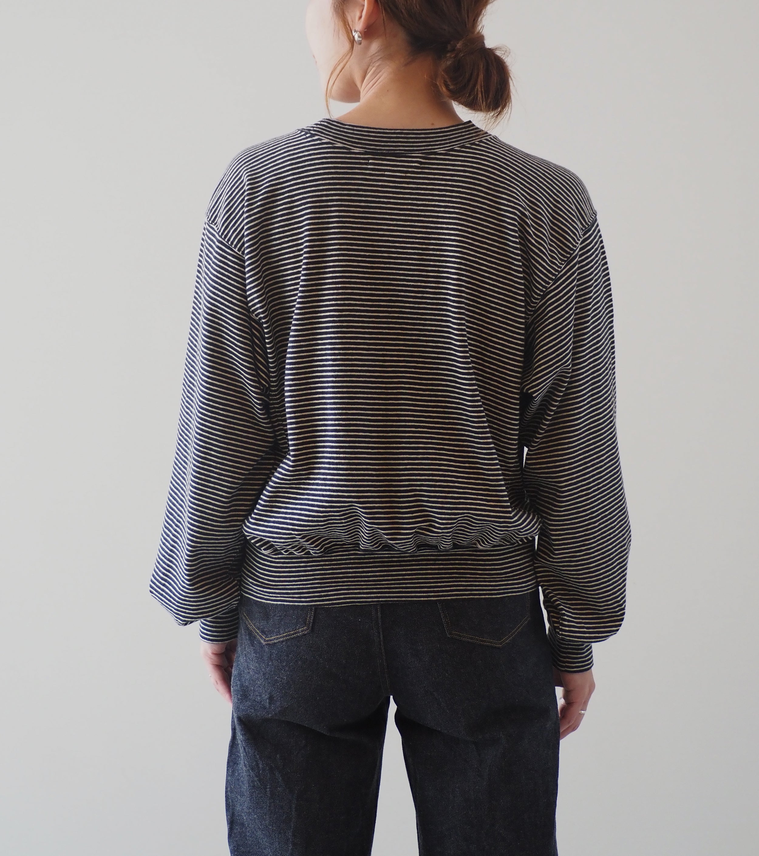 blurhms C/NAPP Border Crew Neck P/O , Black x Ivory