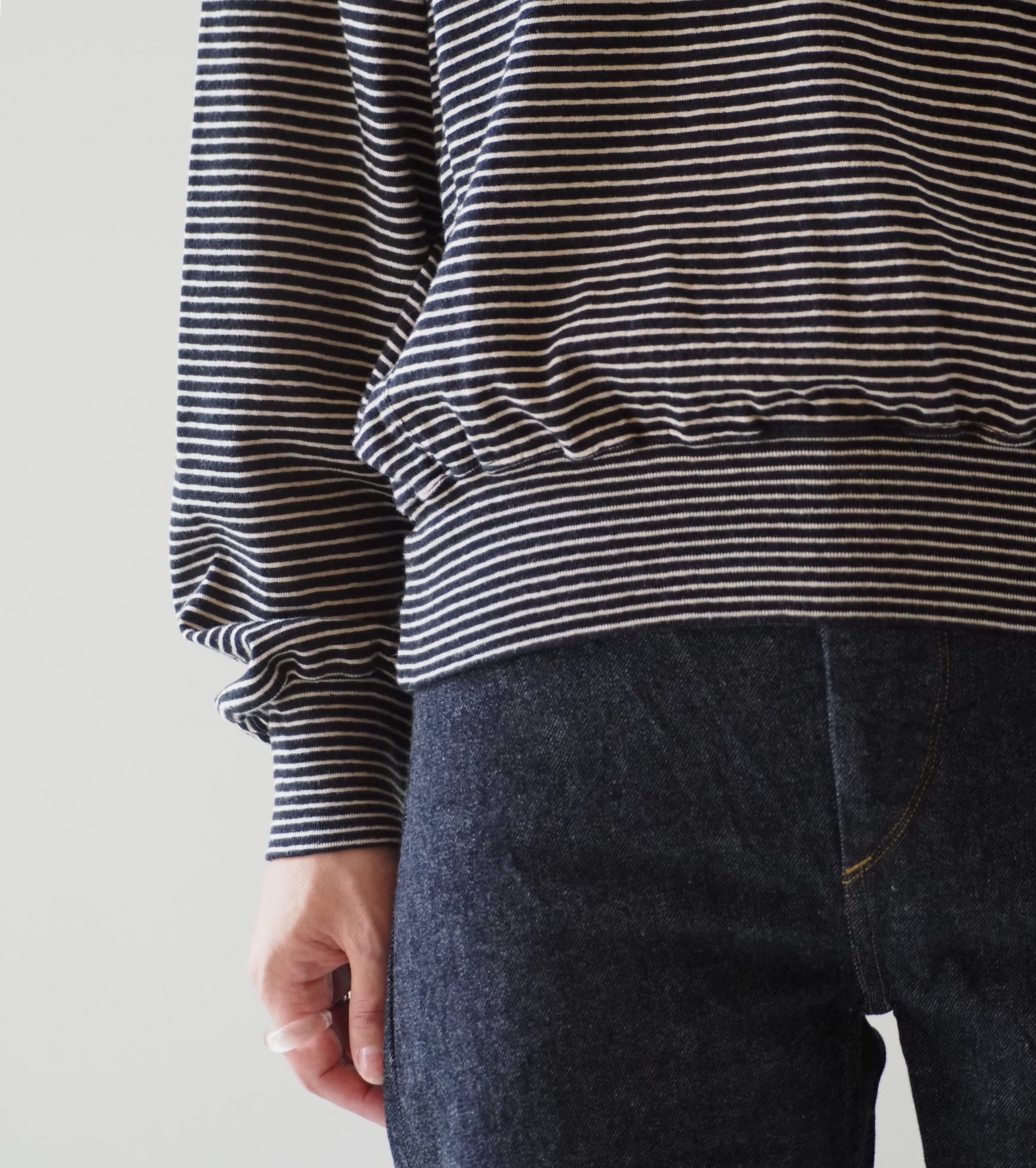 blurhms C/NAPP Border Crew Neck P/O , Black x Ivory