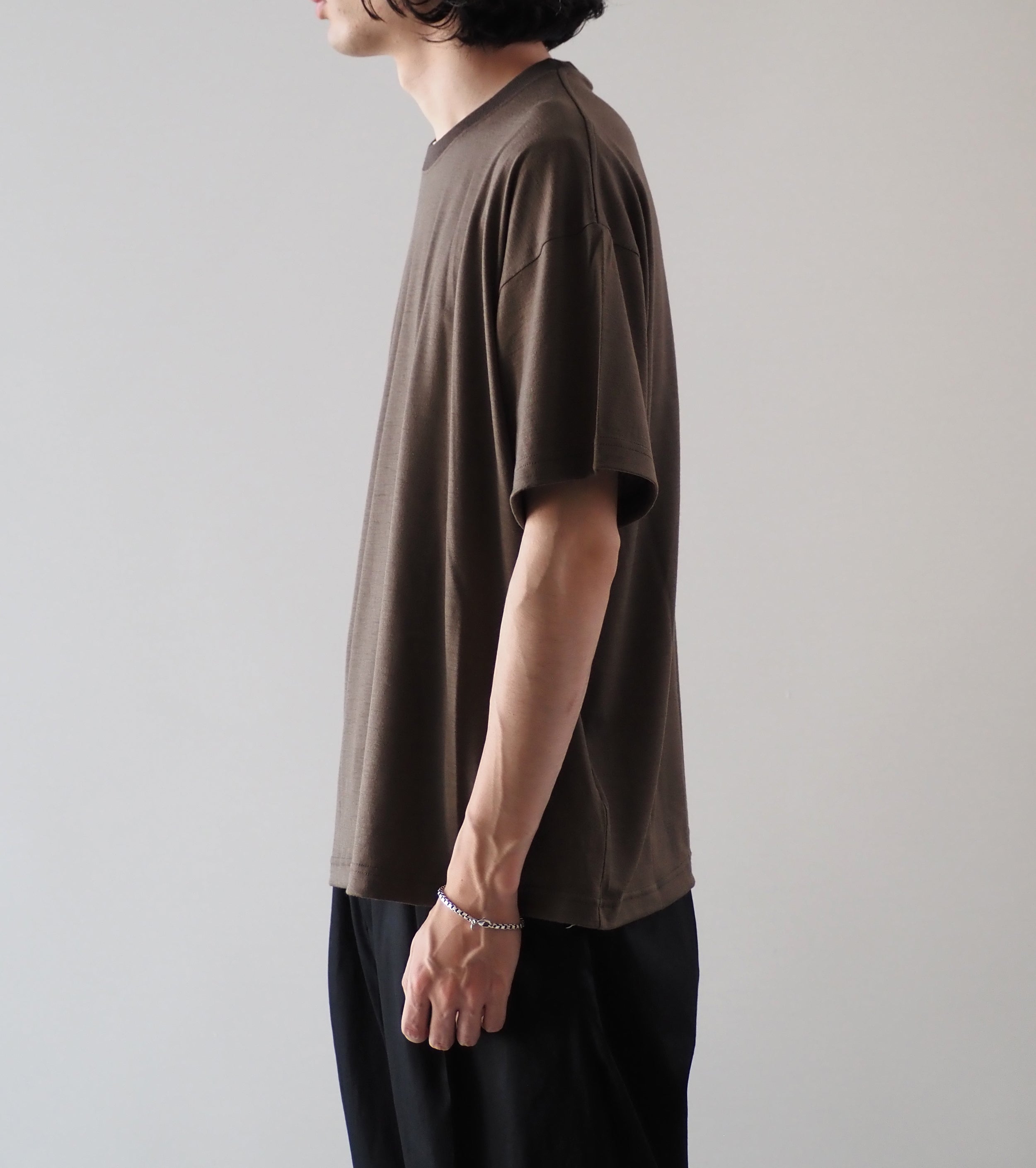 Nonnotte New Standard T-Shirt Super120’ Washable Jersey ,  Olive Brown