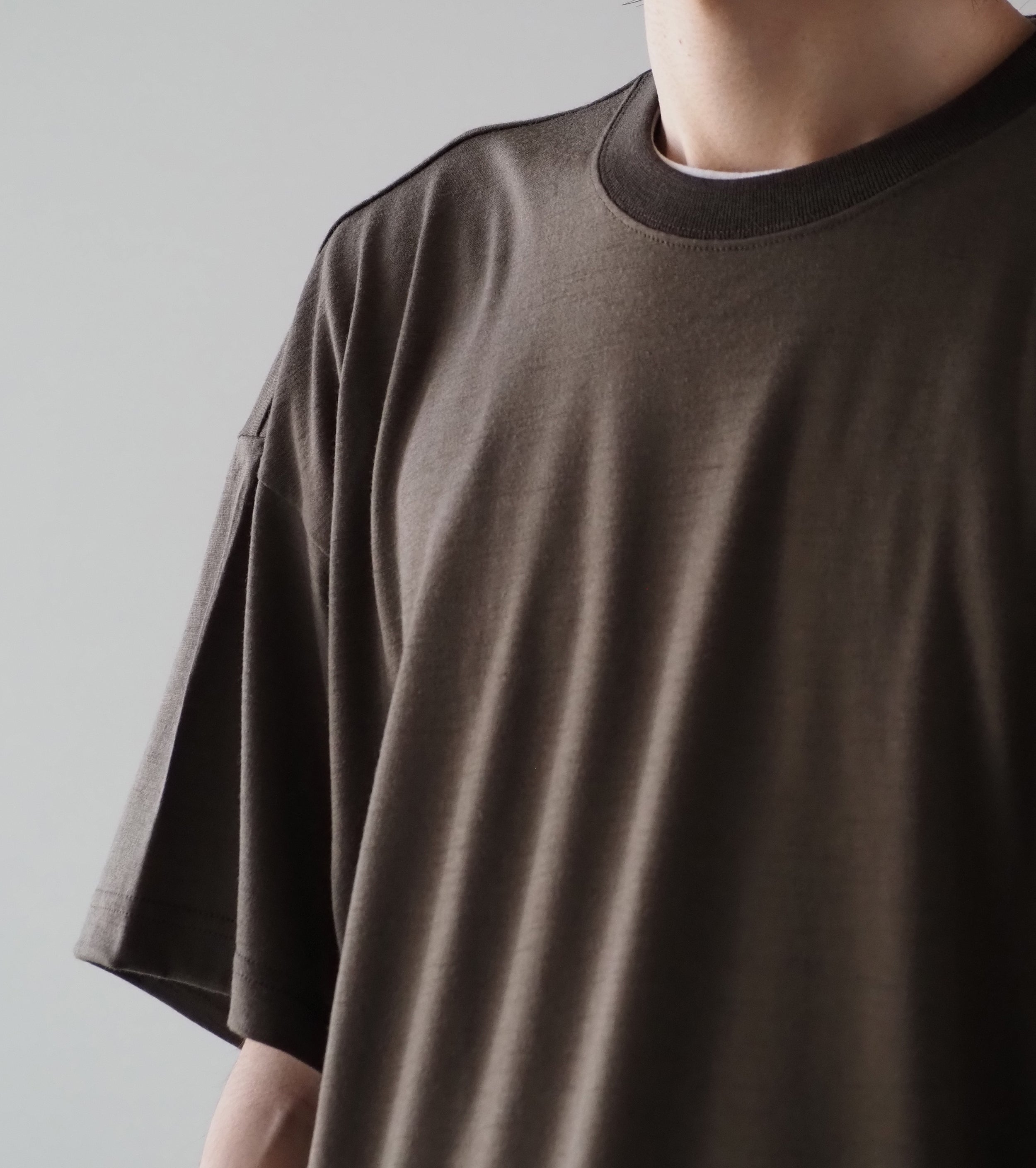 Nonnotte New Standard T-Shirt Super120’ Washable Jersey ,  Olive Brown