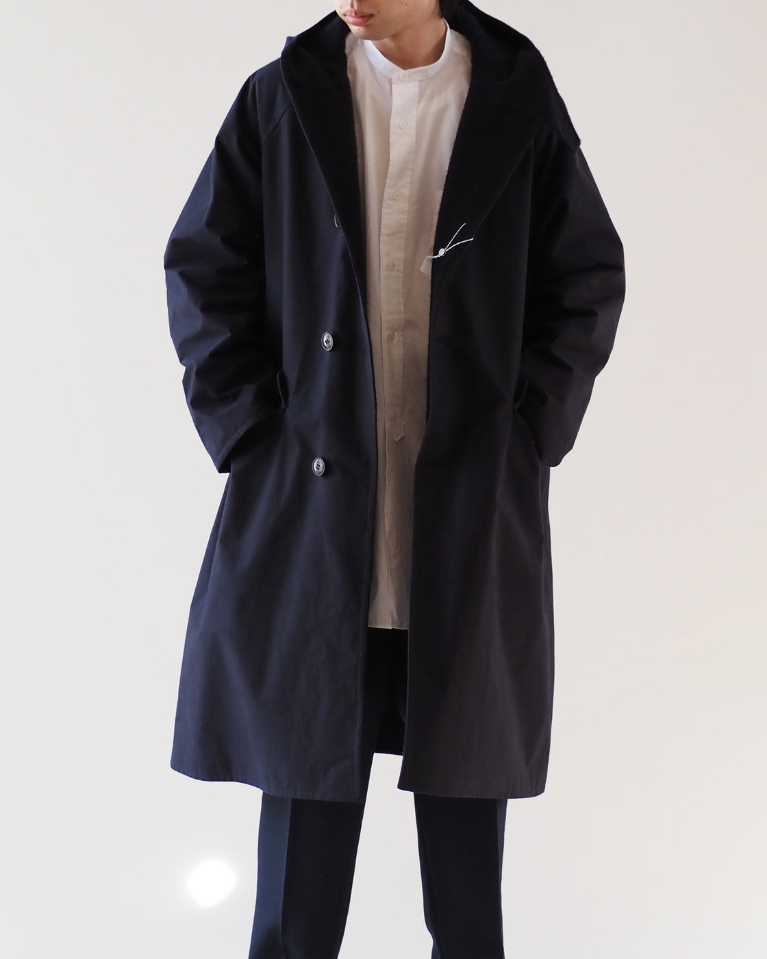 COMOLI Ventile Hooded Coat, Navy