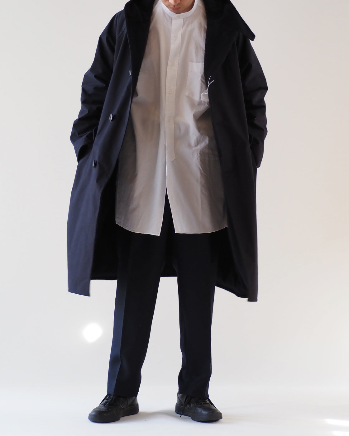 COMOLI Ventile Hooded Coat, Navy