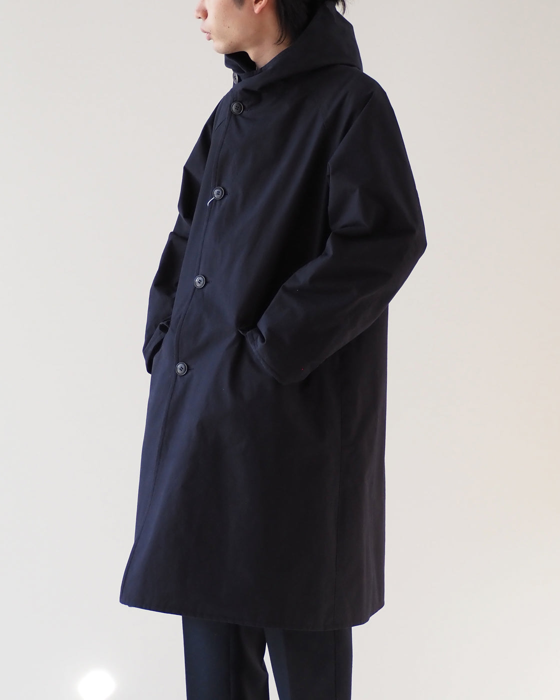 COMOLI Ventile Hooded Coat, Navy