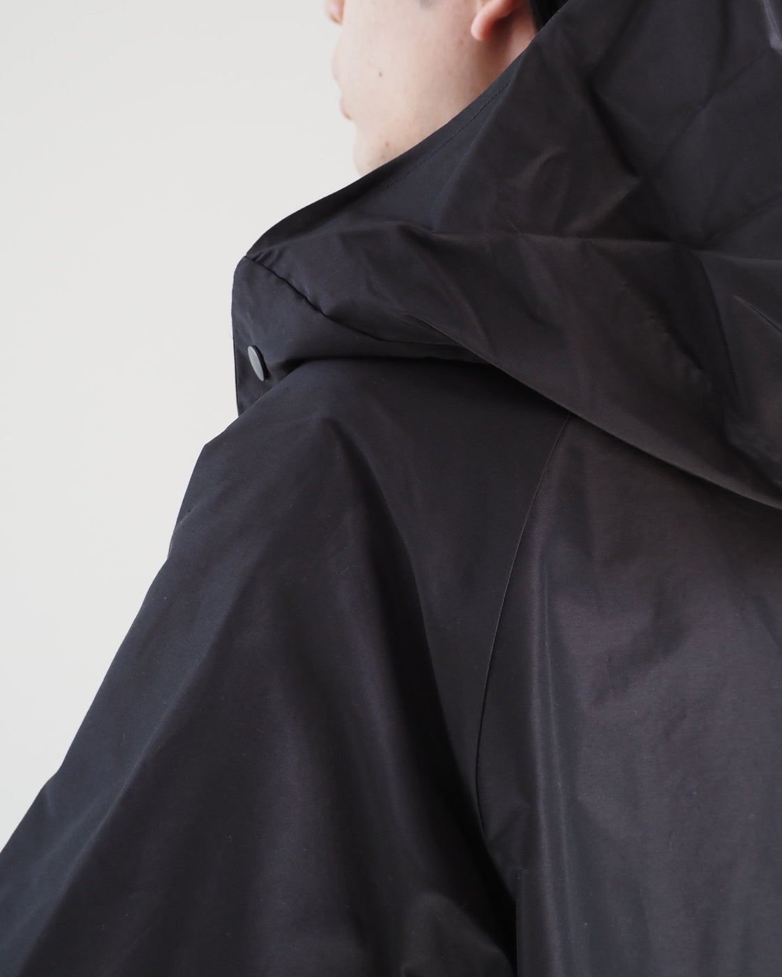 COMOLI Cotton silk hooded coat, Brown